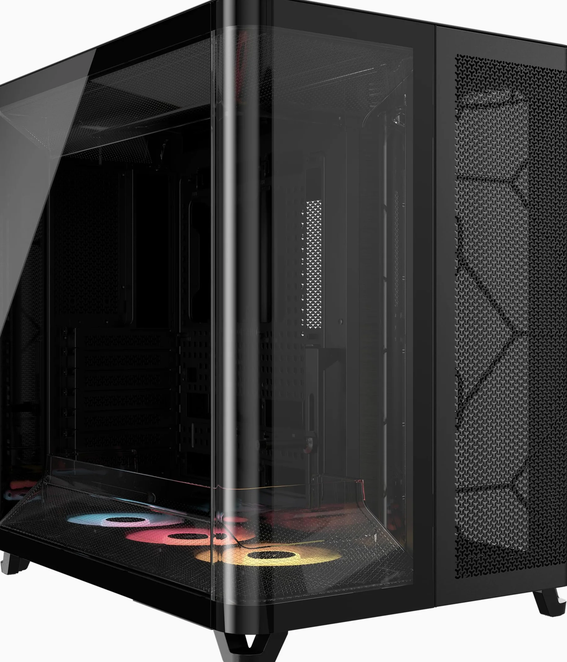 CORSAIR AIR 5400 RS-R ARGB Dreifach-Kammer-Mid-Tower PC-Gehäuse – Schwarz | 3x Vorinstallierte Reverse-Rotor RS120-R ARGB-Lüfter, Luftkanäle für Starke Kühlung, Reverse Motherboard-Unterstützung