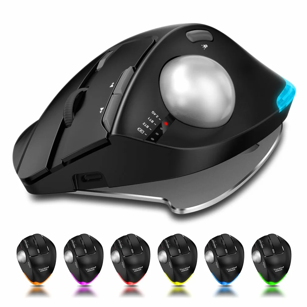 zelotes Kabellose Trackball Maus,Bluetooth,4800DPI,8 Tasten,Daumenbedienung,Wiederaufladbar, Ergonomische Design,Maus Kabellos Funkmaus für Laptop,PC,Tablets