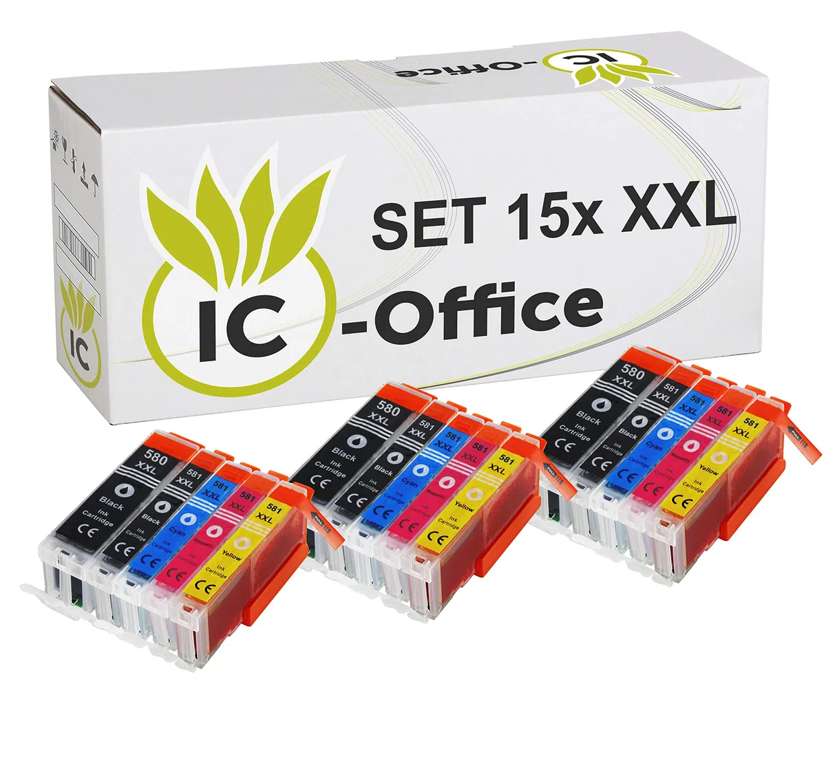 IC-Office TR7650 Farbtintenstrahl Multifunktionsdrucker 4-in-1 (Drucken, Kopieren, Scannen, Faxen, ADF, WLAN, AirPrint) schwarz + 15 XXL Tintenpatronen