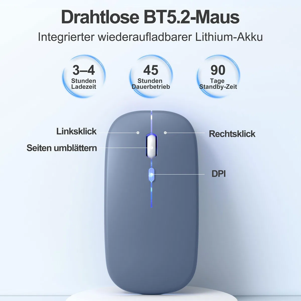 drivego Tastatur Hülle mit Maus for iPad A16 11/10 Generation (11/10.9 Zoll 2025/2022), Bluetooth Magnetisch Beleuchtete Keyboard, Hülle mit Panzerglas Schutzfolie for iPad 11. 10. Gen, Blau Grau