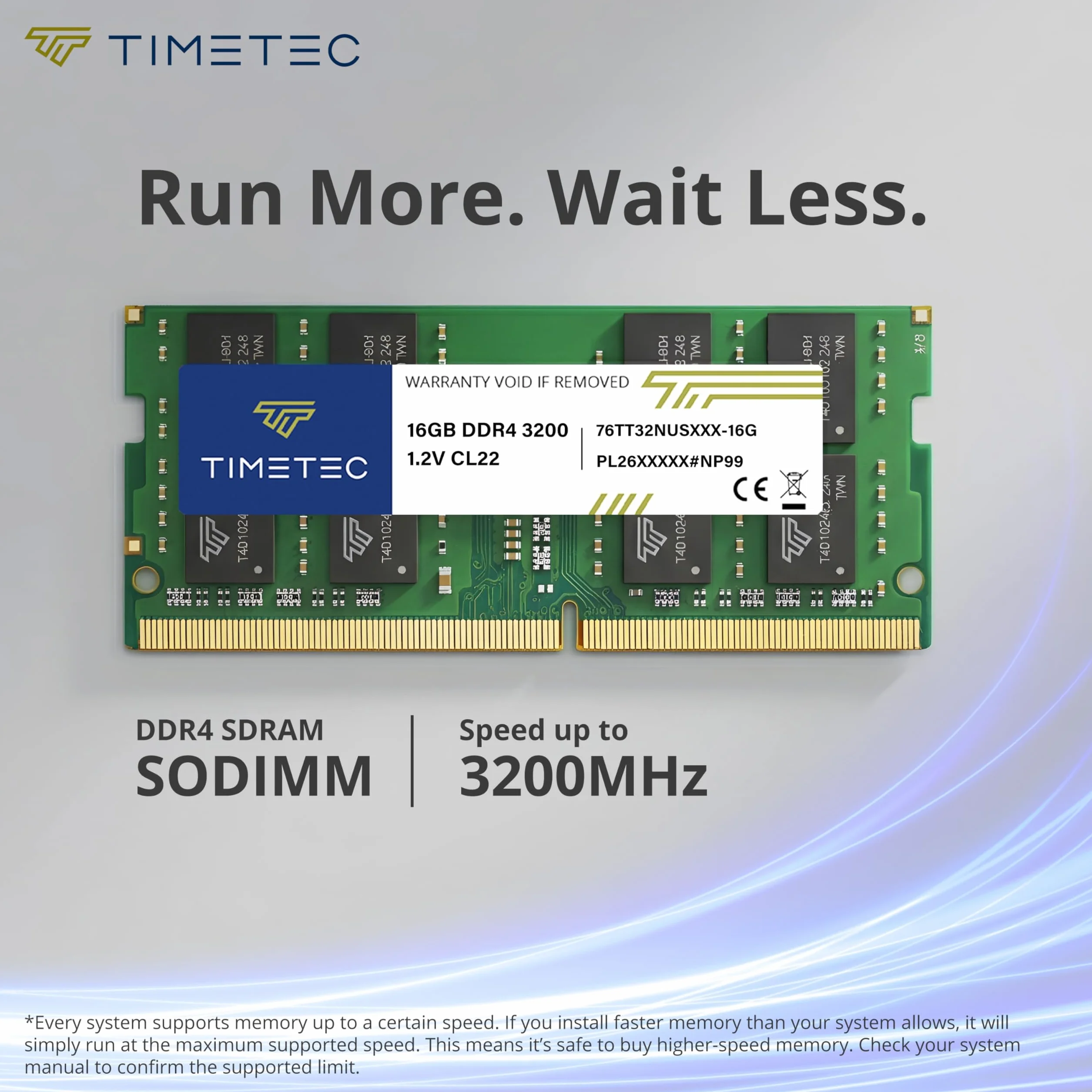 Timetec 32GB KIT (2x16GB) DDR4 3200MHz (PC4-3200AA) PC4-25600 SODIMM – Non-ECC ungepuffert, 260-polig, 1,2V CL22, Speichermodul für Laptops, Mini-PCs und All-in-One-Computer.