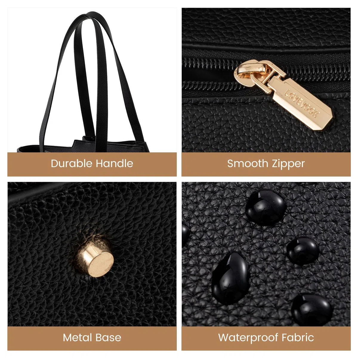 LOVEVOOK Handtasche Damen 15,6 Zoll Laptoptasche, Shopper Tasche Leder Tote Bag Women Aktentasche Lehrertasche mit Laptopfach, Wasserdicht Schultertaschen Umhängetasche für Business Lehrertasche Büro