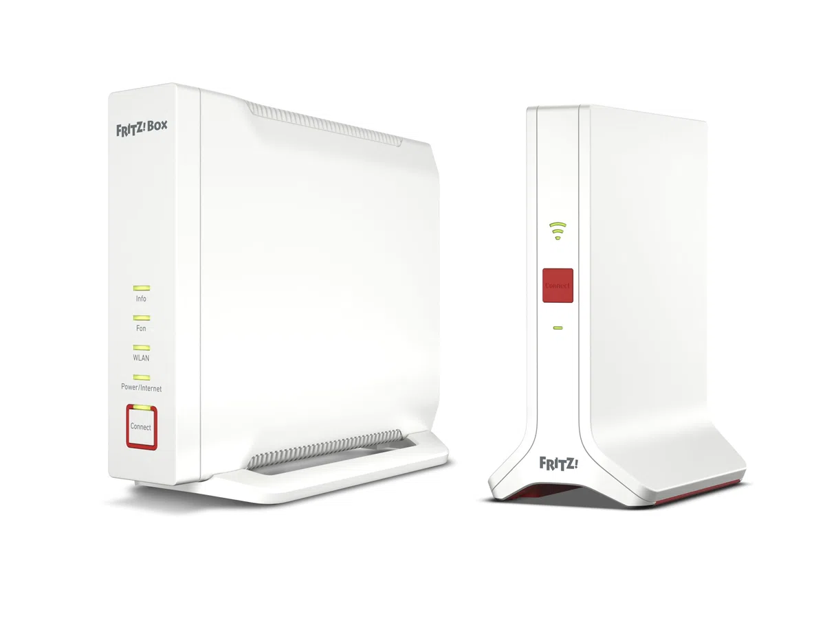 FRITZ! Mesh Set 4060 + 3000 AX Edition International, Wi-Fi 6 Triband bis zu 6000 Mbps, 2,5 Gigabit-WAN, Multiroom Mesh Wi-Fi System, kostenlose Updates, 5 Jahre Garantie