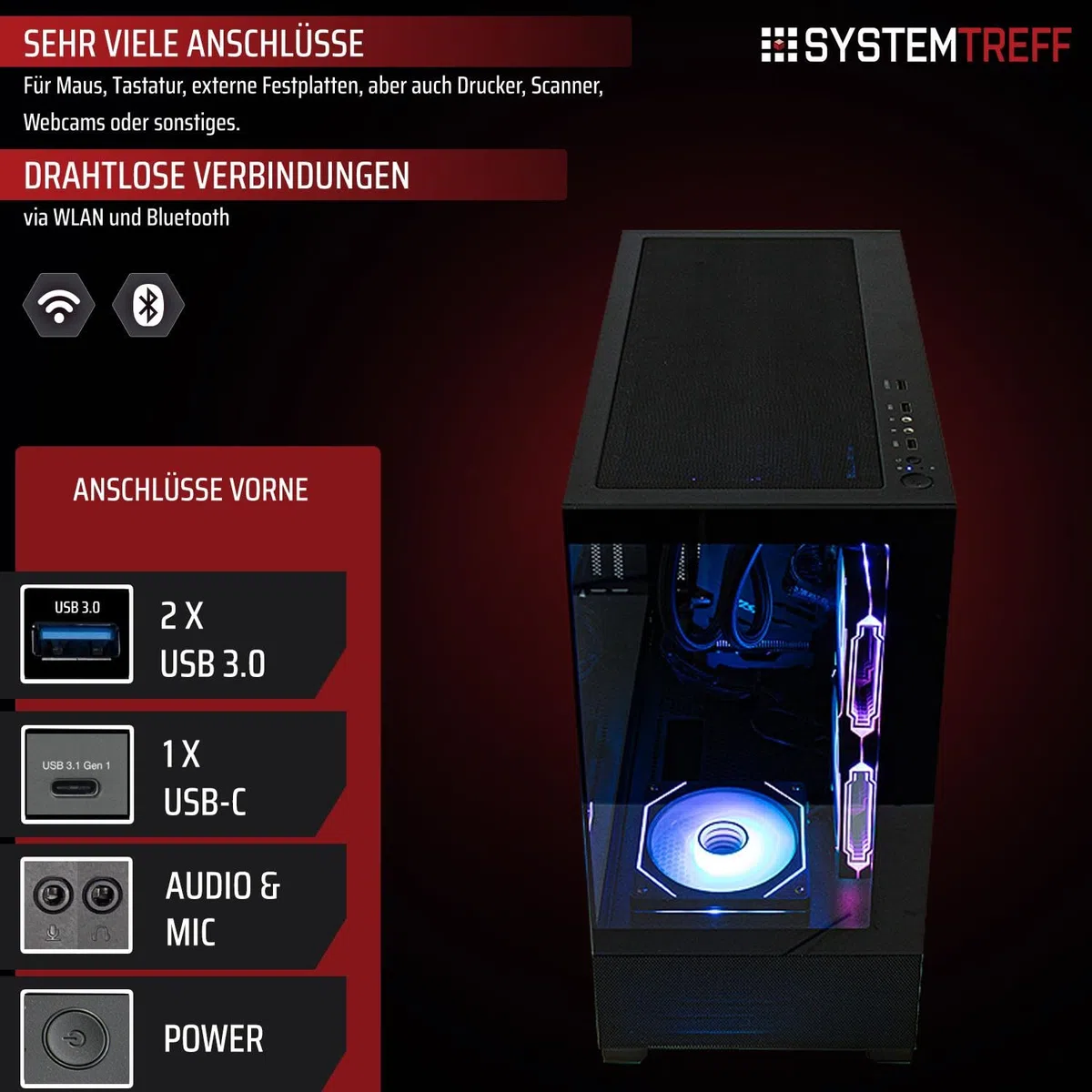 SYSTEMTREFF High-End Gaming PC AMD Ryzen 7 7800X3D 8x5GHz | Nvidia RTX 5070 12GB DX12 | 1TB M.2 NVMe | 32GB DDR5 RAM | Windows 11 | WLAN Desktop Computer Rechner für Gamer, Zocker & Streamer