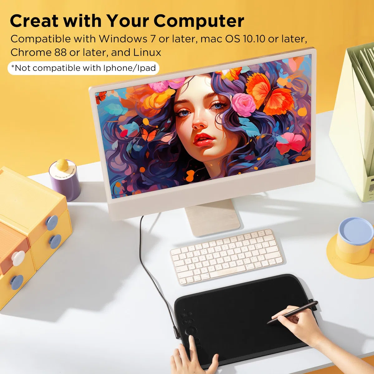 ugee M908 10x6,25 Zoll großes Zeichentablett,Grafiktablett für PC mit Scrollrad und 8 Shortcut-Tasten, batterieloser Stift der neuen Generation