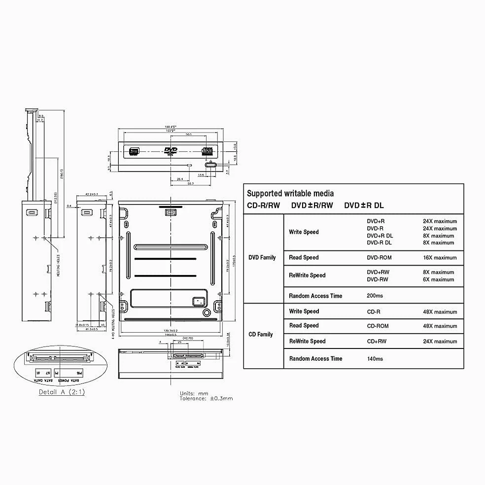 S21 Interner Super-Multi-Laufwerk für CDs/DVDs, Brenner, DVR-S21DBK (Bulk)
