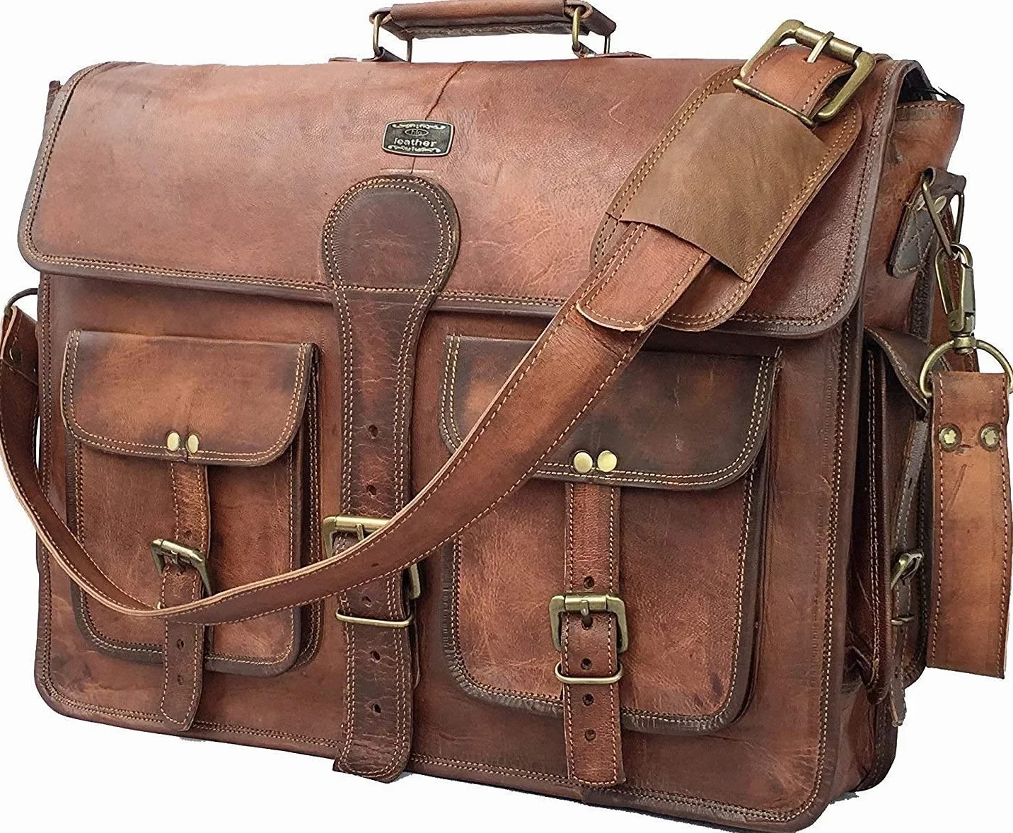 cuero Dhk Devil Hunter Killer DHK 16 Zoll Vintage handgemachte Leder Messenger Bag Laptop Aktentasche Computertasche für Männer Braun Braun 16 Zoll