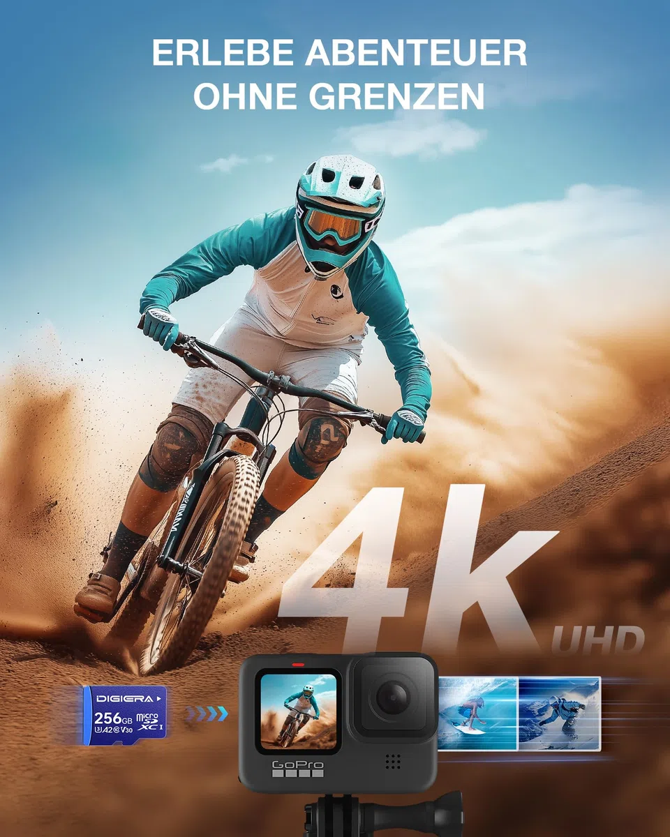256 GB LT100 microSDXC UHS-I Speicherkarte mit Adapter - bis zu 170 MB/s, C10, U3, V30, Full HD, A2, Micro-SD-Karte für Smartphones, Tablets, Kameras, Spielekonsolen und Drohnen (1 Stück)
