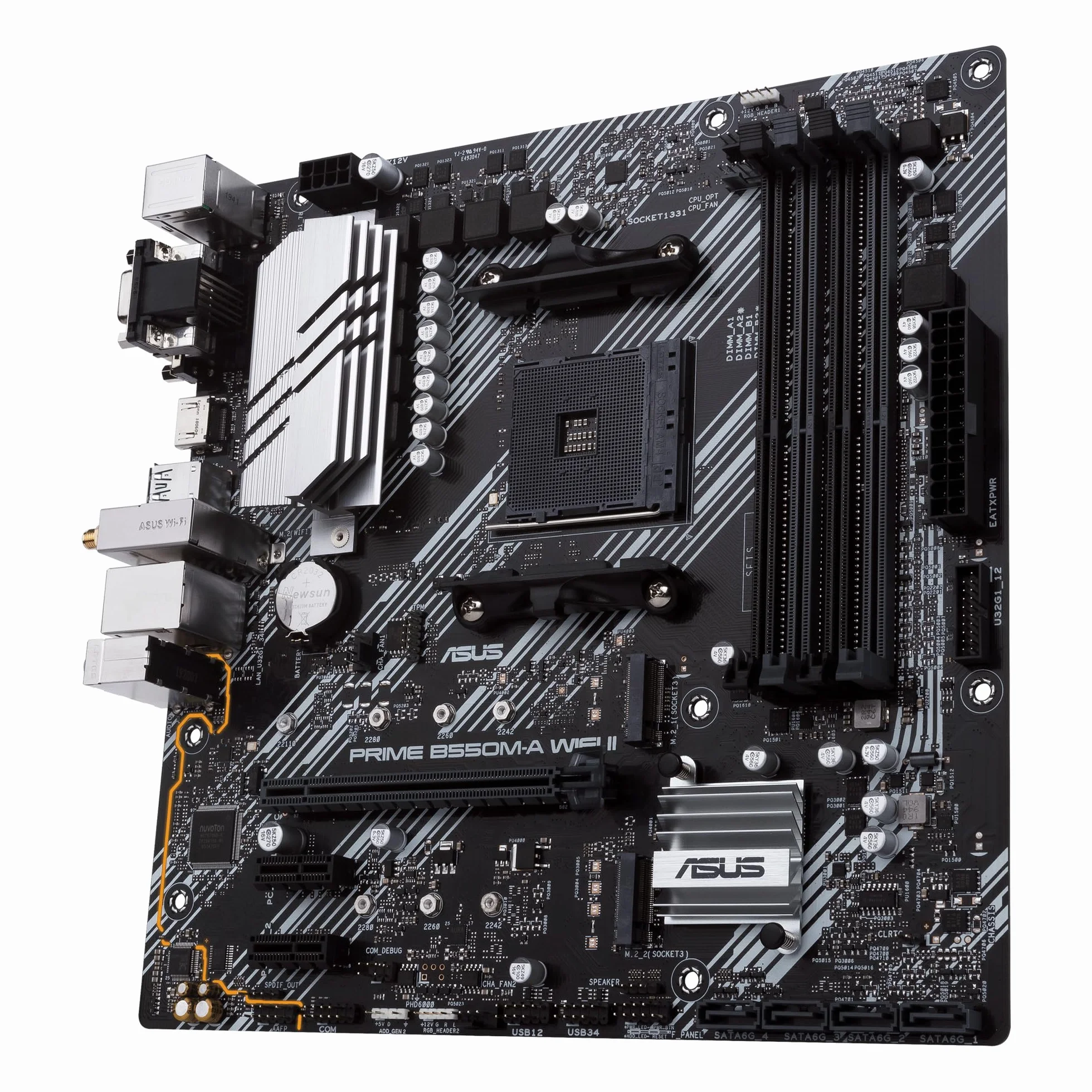 ASUS Prime B550M-A WiFi II Gaming Mainboard Sockel Ryzen AM4, mATX (AMD B550, PCIe 4.0, WiFi6, Dual M.2, SATA 6Gbit/s, Aura Sync)