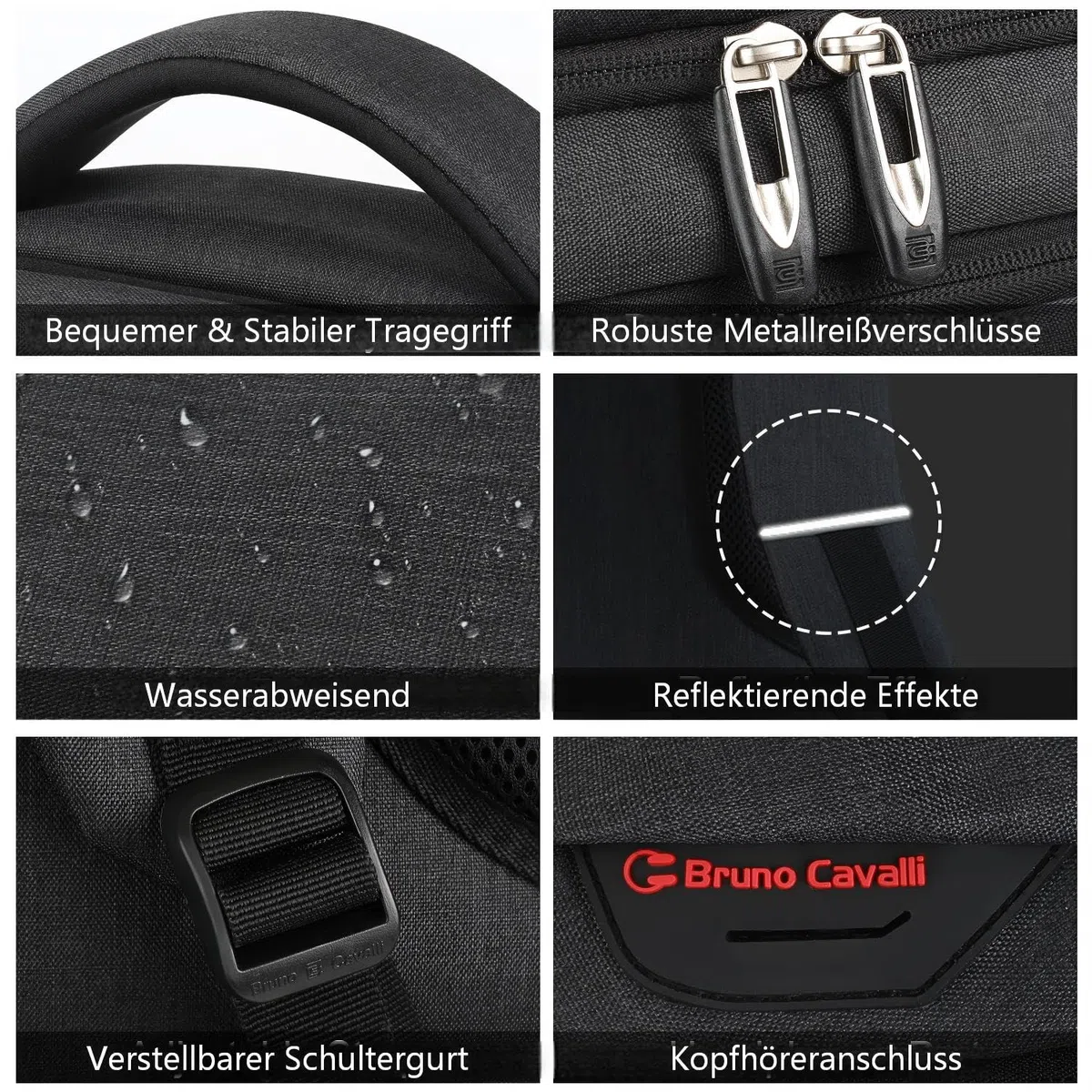 marcello Rucksack Herren, Laptop Rucksack mit USB Ladeanschluss für 17 Zoll Notebooks Arbeit Business, Schule Uni Schulrucksack für Jungen Teenager mit Anti Diebstahl Tasche (Retro-schwarz, 20 Zoll)