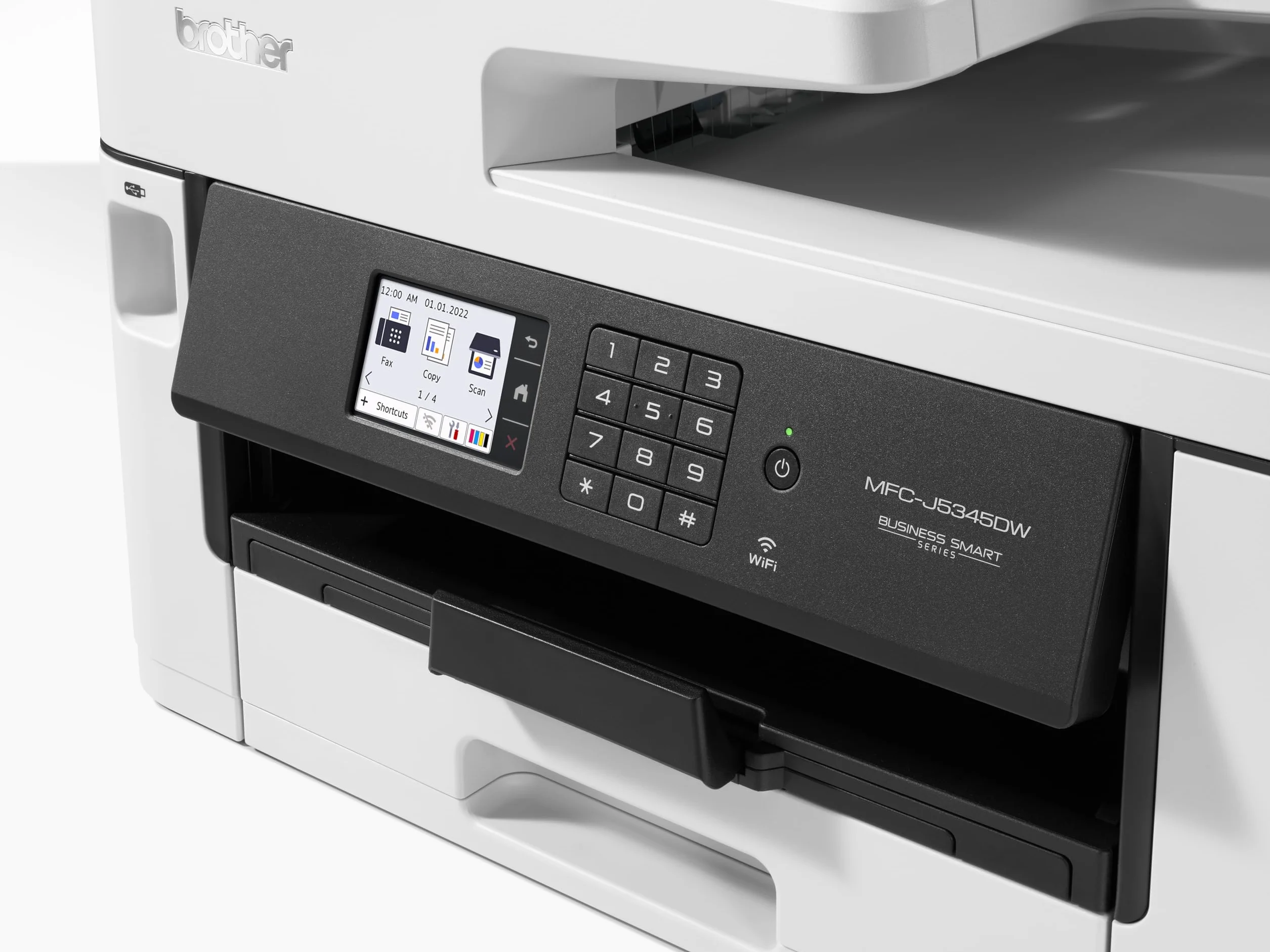 Brother MFC-J5345DW 4-in-1 Farbtintenstrahl-Multifunktionsgerät (250 Blatt Papierkassette, Drucker, Scanner, Kopierer, Fax), Weiß, Mittel