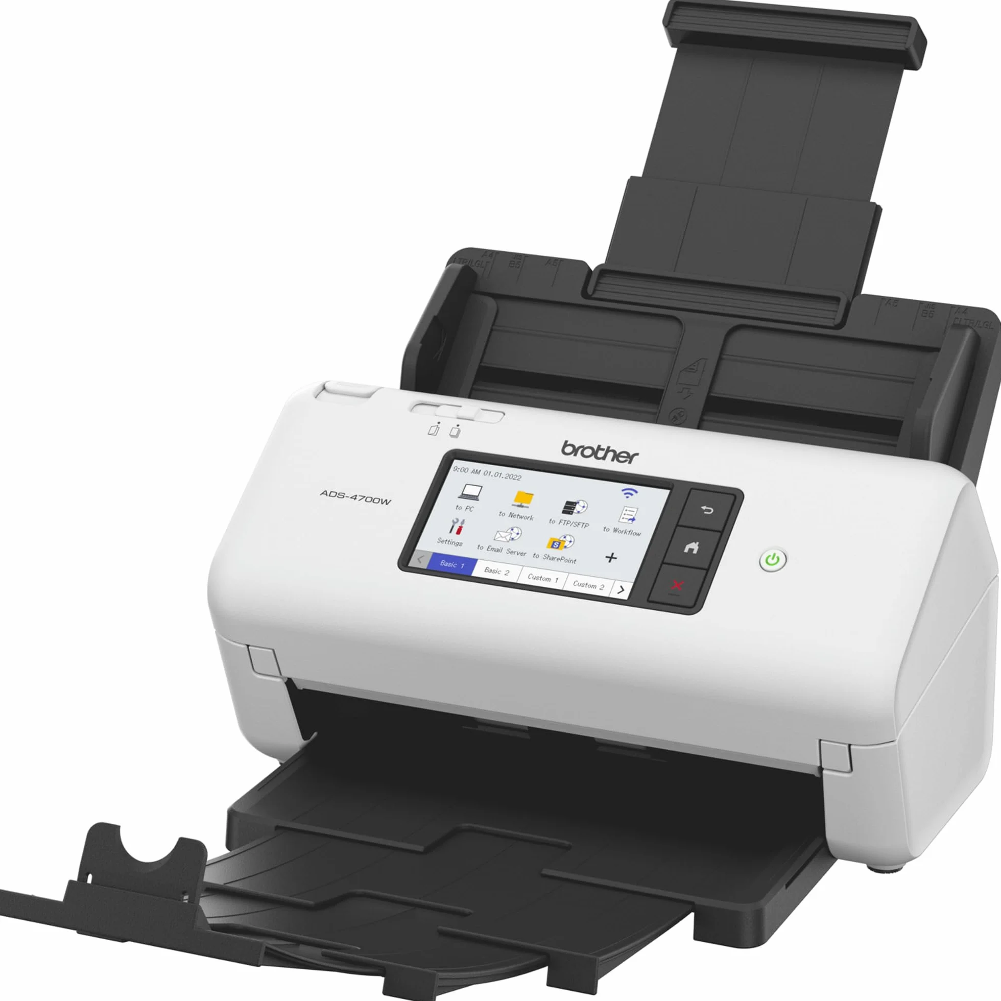 Brother ADS-4700W, Professioneller Dokumentenscanner mit USB, LAN und WLAN, Duplex Scan, Touchscreen, ADS4700WRE1, Weiß