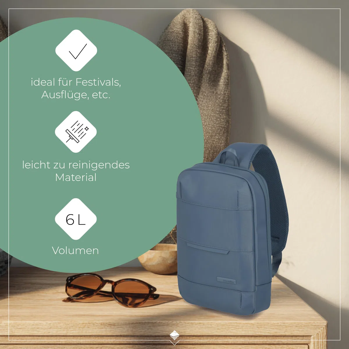 Travelite Cross Body Bag, WORKFLOW Umhängetasche aus recyceltem Material mit Sicherheitsfach, Sling Bag