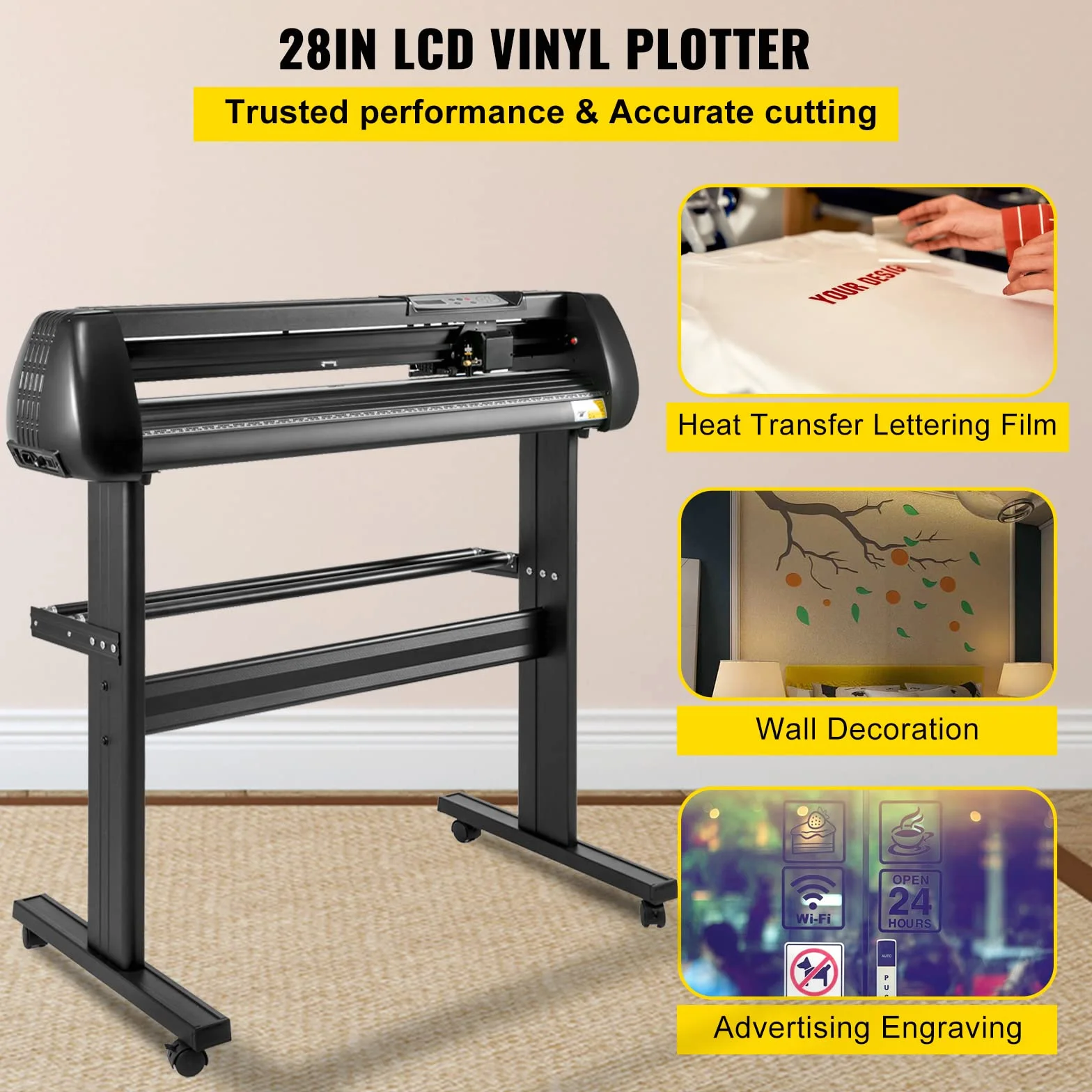 VEVOR Schneideplotter, Plottermaschine Max. 720 mm Papiervorschub, Vinyl Schneideplotter, Folienplotter, Vinyl Schneideplotter Maschine, Schnittgenauigkeit 0,01 mm, Hobby Plotter, 3 Klingen Inkl.