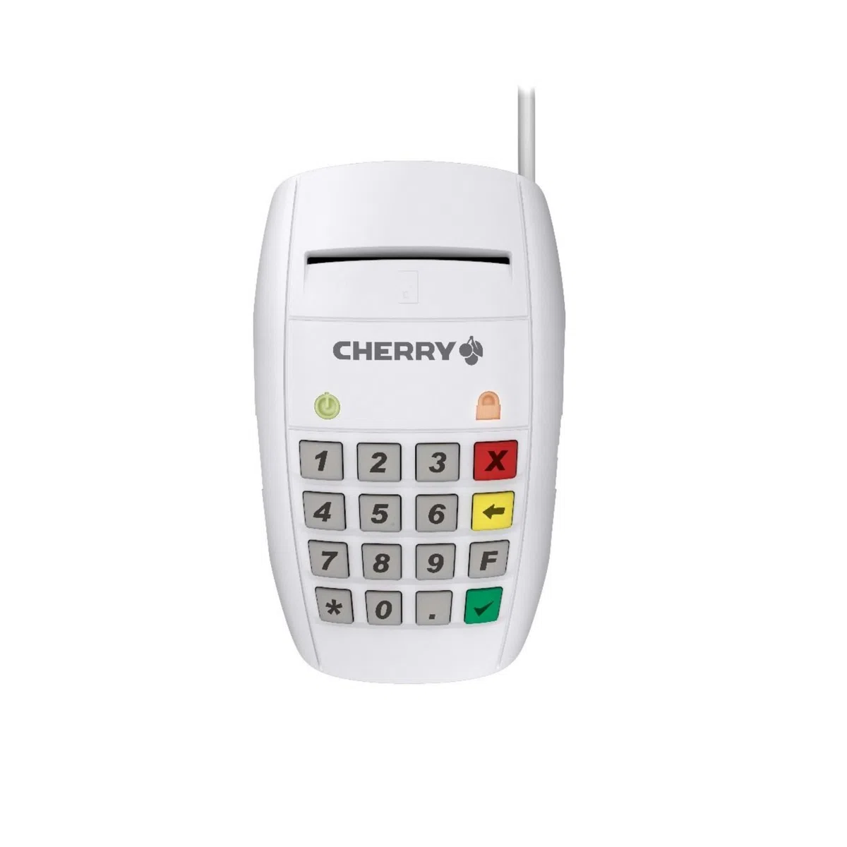 CHERRY Smart Terminal ST-2100, Chipkartenleser für KVK, eGK & Elektronische Signaturen, Homebanking, USB-Smartcard Leser, Einhändige Bedienung, 16 Tasten, Weiß