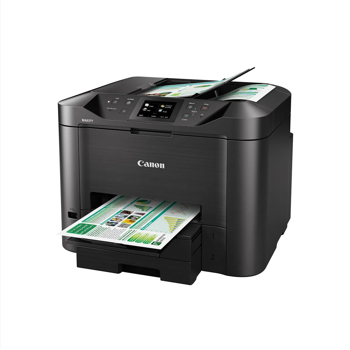 Canon Maxify MB5450 4-in-1 Farbtintenstrahl-Multifunktionsgerät (Drucken, Kopieren, Scannen und Faxen, 4 XL-Tinten, Duplex, USB, LAN/WLAN,D- ADF) schwarz