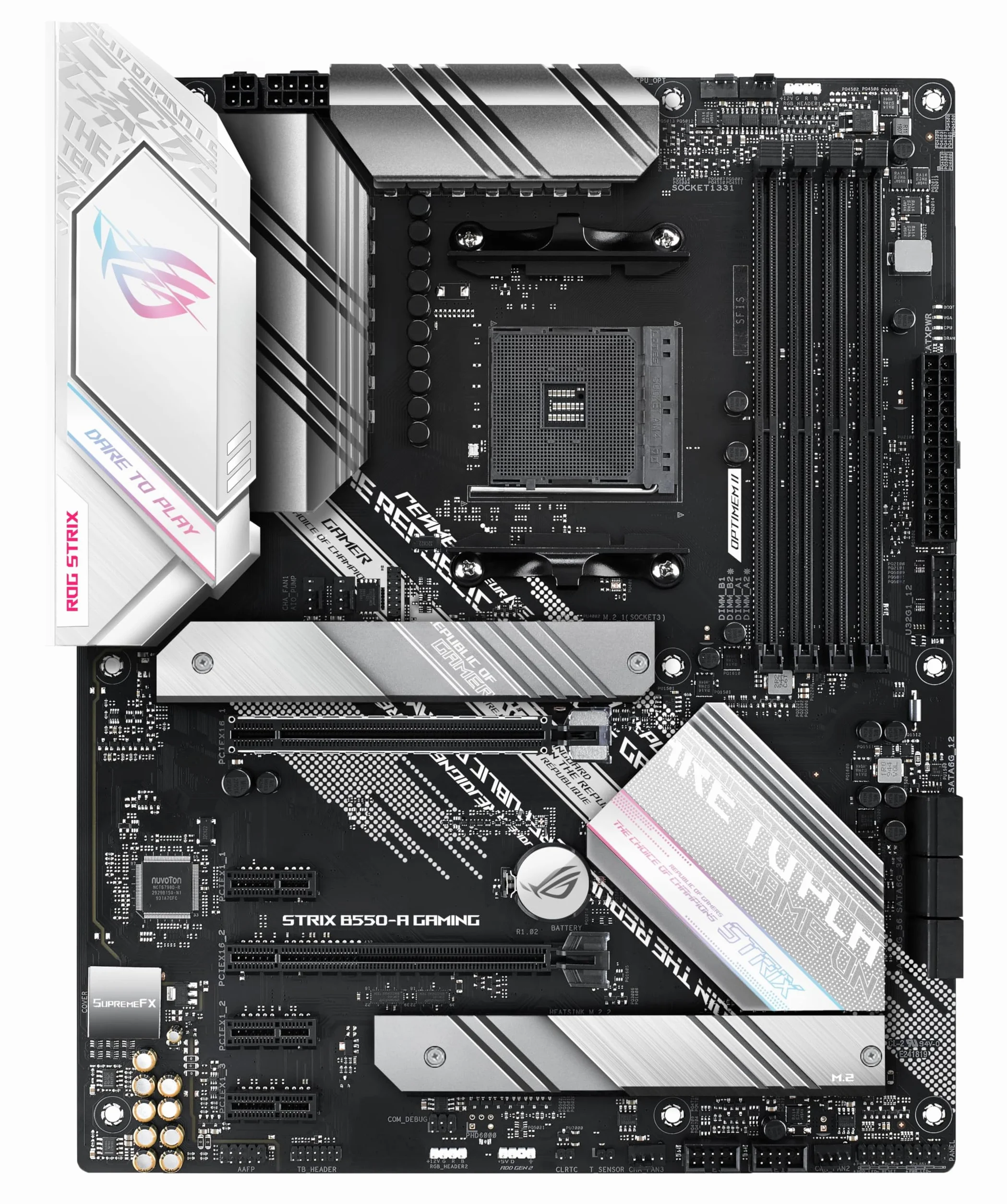 ASUS ROG Strix B550-A Gaming Mainboard Sockel AMD Ryzen AM4 (ATX, 2X M.2, SATA 6Gbit/s, USB 3.2 Gen 2, PCIe 4.0, Aura Sync)