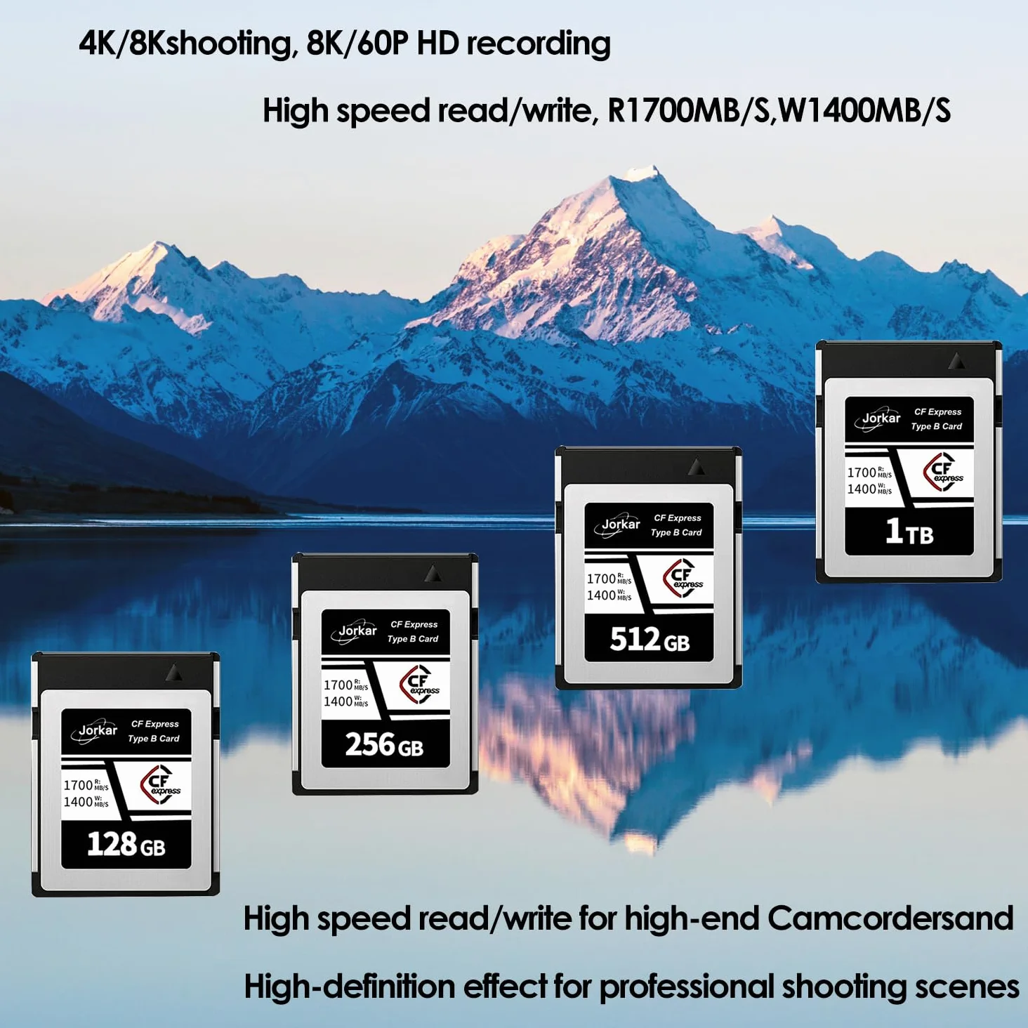 CFexpress Typ B 128GB Speicherkarte für Kameras Nikon Z6II/Z7II/D6/D5/D500,for Canon EOS-1DX/C300/C500/R5C R3,for Panaso GH6/S1/S1R/S1K, DJI Ronin 4D RAW 8K 4K