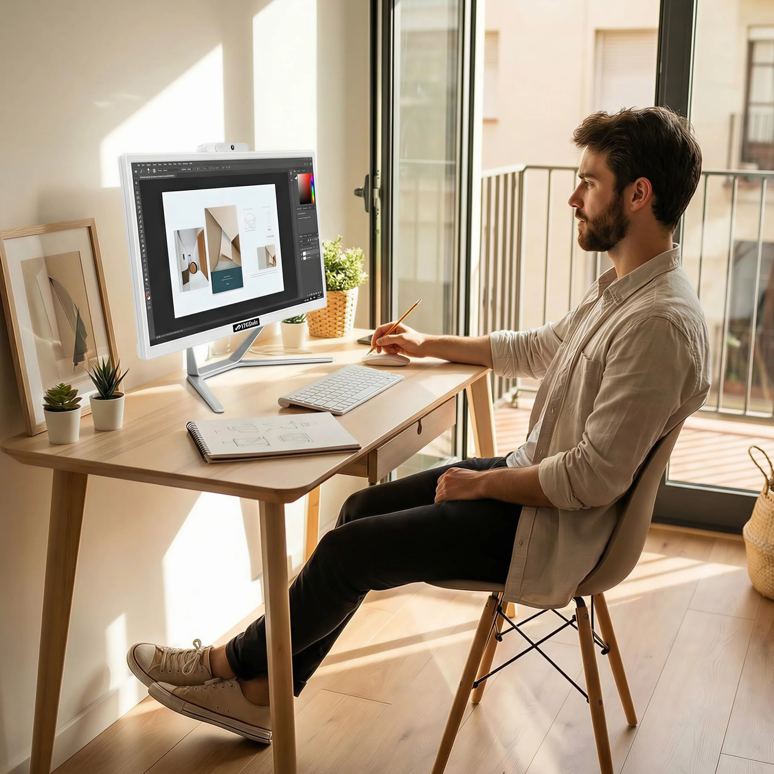 STGsivir All in One PC, 24" FHD Display, Core i7 bis zu 4.0 GHz, RAM 16 GB, 512GB SSD, WLAN, BlueTBoth 5.0, Windows11 Pro, Weiß