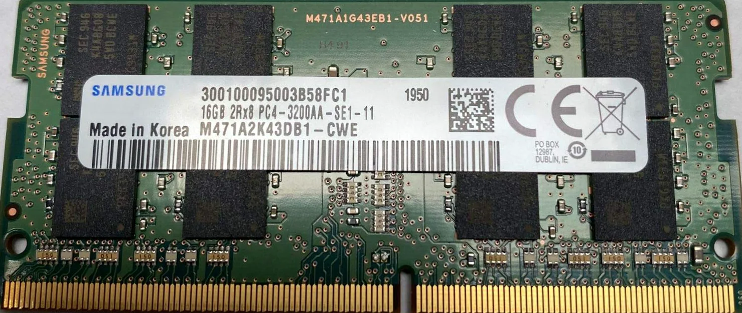 16GB DDR4 3200MHz PC4-25600 1,2V 2Rx8 260-Pin SODIMM Laptop Arbeitsspeicher RAM Module M471A2K43DB1-CWE