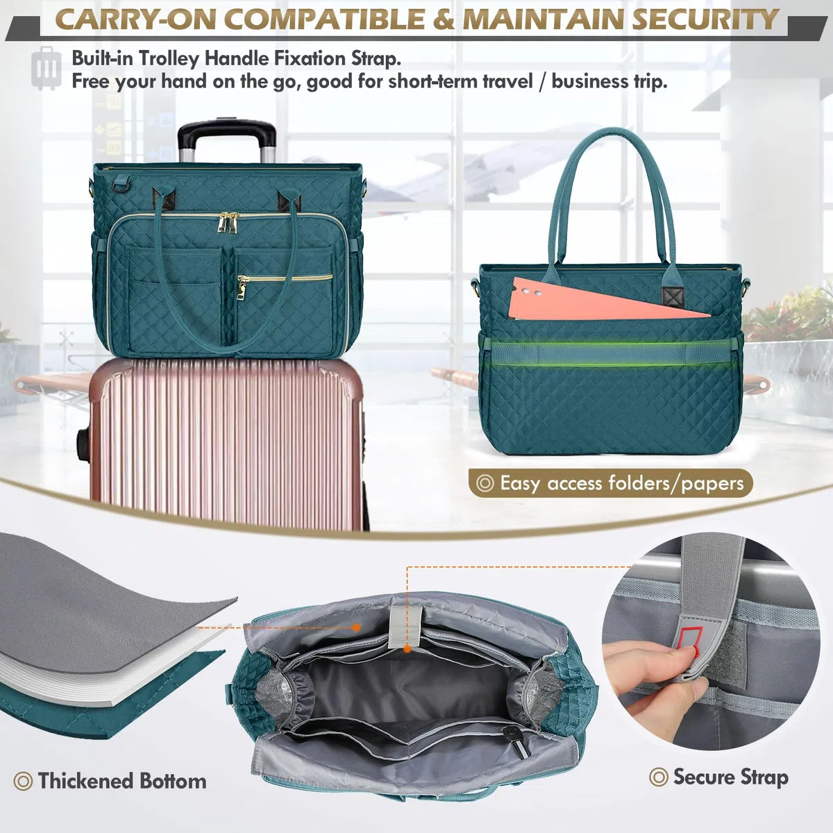 RAINSMORE Lehrertasche 17.3 Zoll Laptoptasche Damen Aktentasche mit Isolierter Tasche Arbeitstasche Damen für Krankenschwestern, Lehrer, Universität, Business