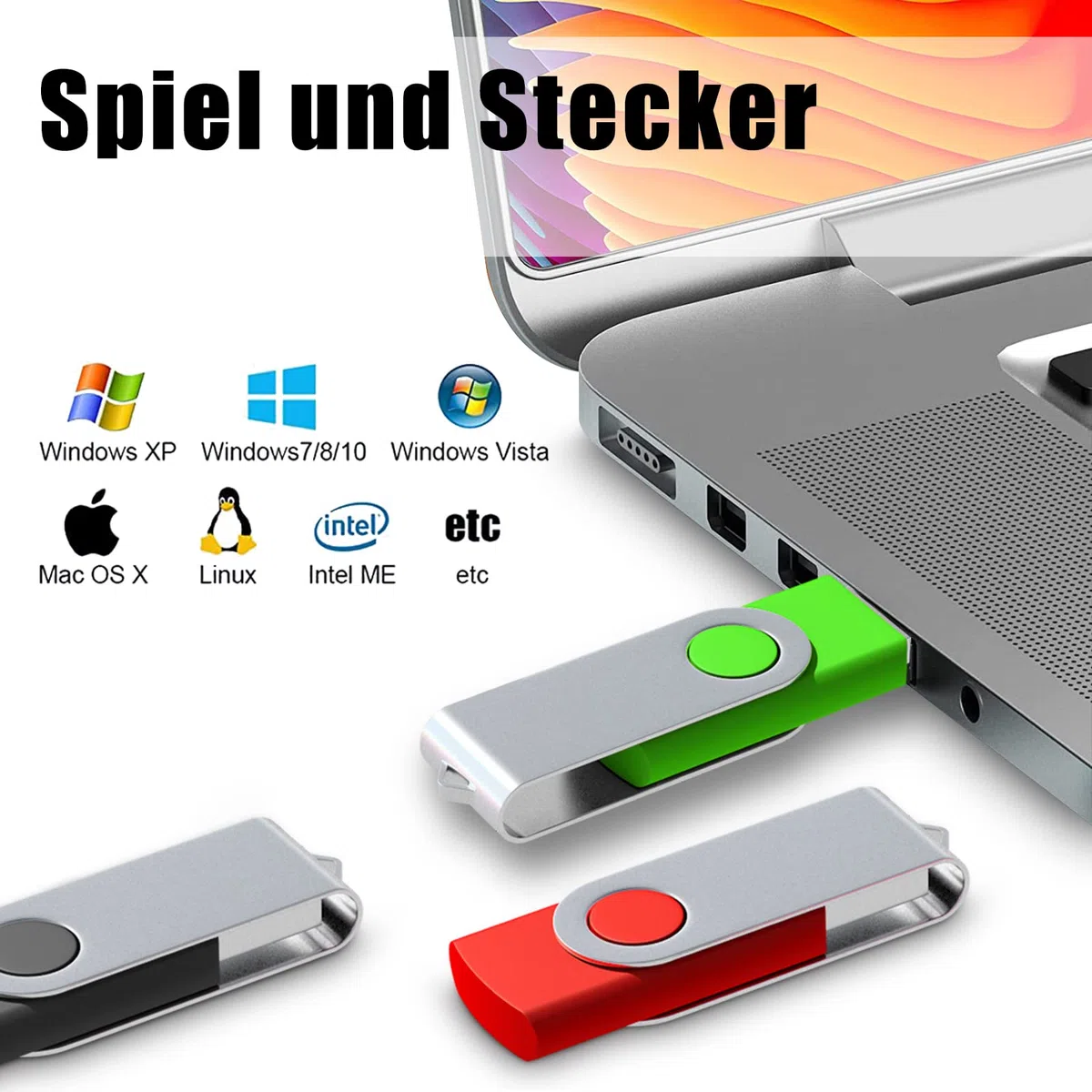 EASTBULL 4GB USB Stick Swivel Flash Memory Drive Flash Drive USB Mmemory Sticks, 20 stück Mehrfarbig