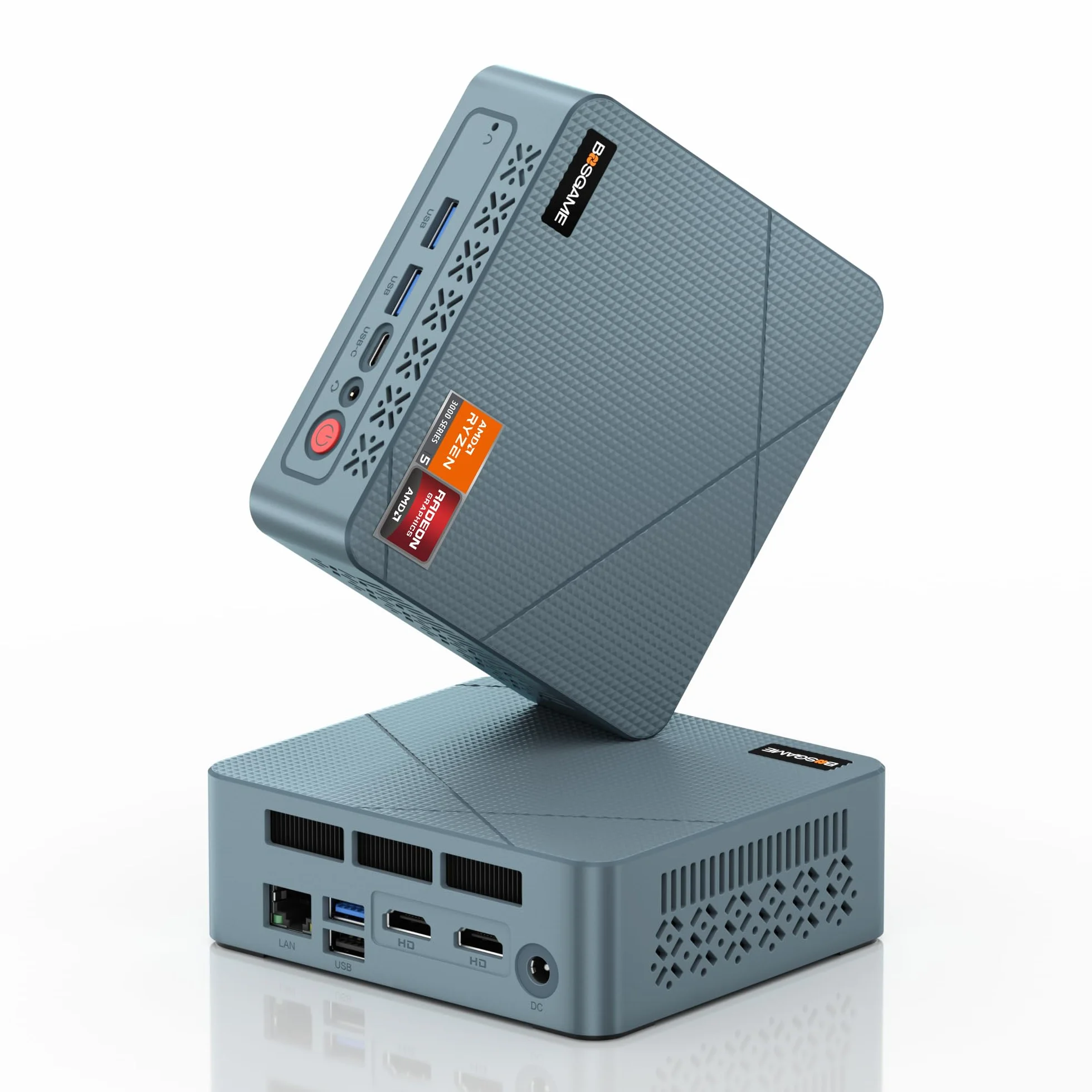 BOSGAME E2 Neo Windows 11 Pro Business Mini PC AMD Ryzen 5 3500U, 4C 8T, bis zu 3,7 GHz, 16 GB DDR4 RAM, 512 GB SSD, 4K@60Hz Triple Display, HDMI, Type-C, USB3.2, LAN, Wi-Fi 5, Bluetooth 5.0