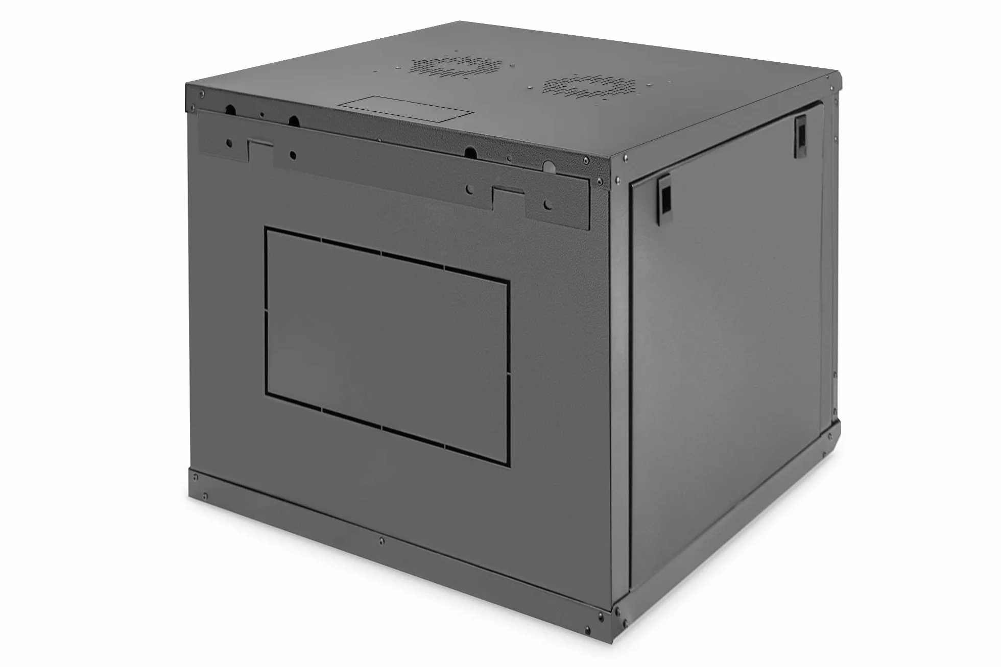 DIGITUS Netzwerkschrank – 19 Zoll 9HE – 450mm Tiefe – Dynamic Basic | Nutztiefe 320 mm – Wandmontage – Traglast 60kg – Sicherheitsglastür – Schwarz