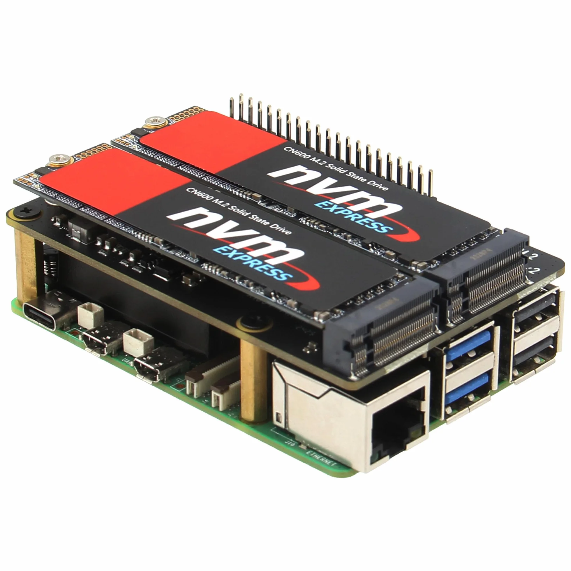 Geekworm X1004 Dual M.2 NVMe SSD Shield PCIe Peripheral Board for Raspberry Pi 5