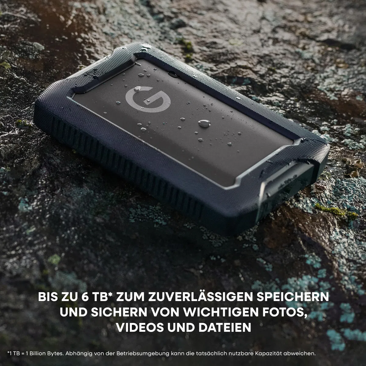 SanDisk PROFESSIONAL G-DRIVE ArmorATD 6 TB mobile Festplatte, All-Terrain Festplatte, USB-C-fähig, 130 MB/s, für Mac und Windows, wasser- und staubfest