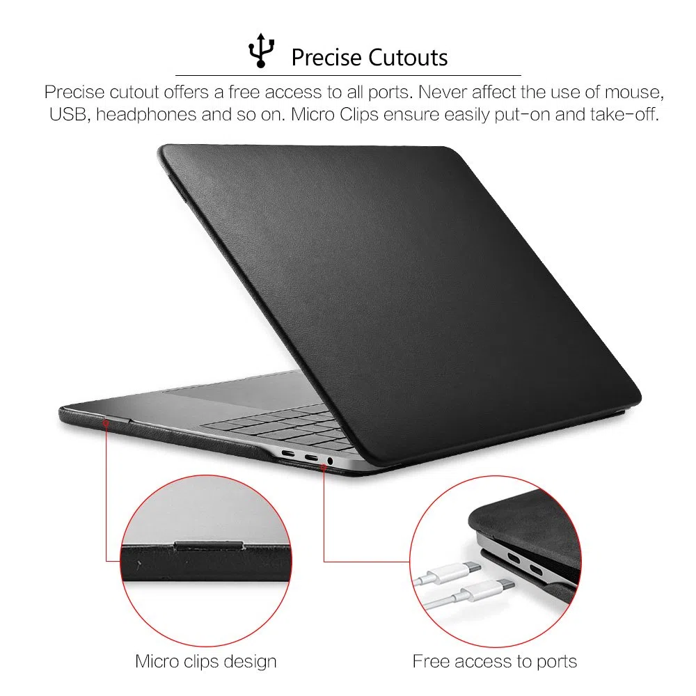 ICARER Lederhülle für MacBook Air 13 2020 2019 2018 Ultra Slim Ledertasche Vintage Leder Hülle Case Cover für Apple MacBook Air 13 Modell: A2337 M1/A2179/A1932 (Schwarz)