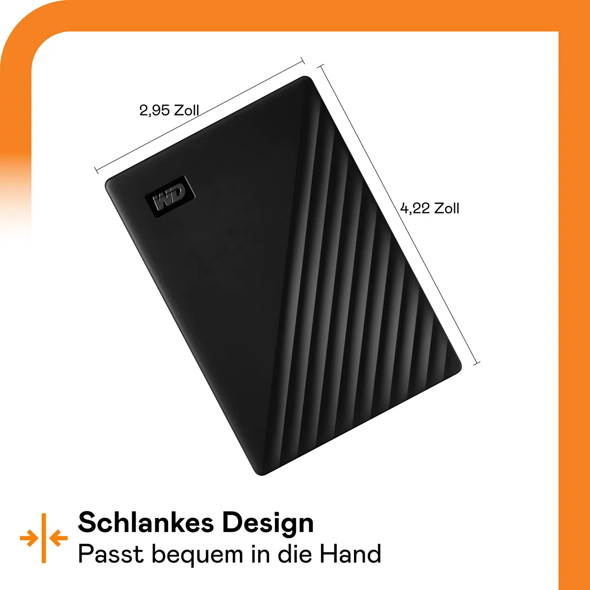 WD My Passport externe Festplatte 2 TB (mobiler Speicher, schlankes Design, herunterladbare Software, automatische Backups, Passwortschutz) Schwarz - auch kompatibel mit PC, Xbox und PS4