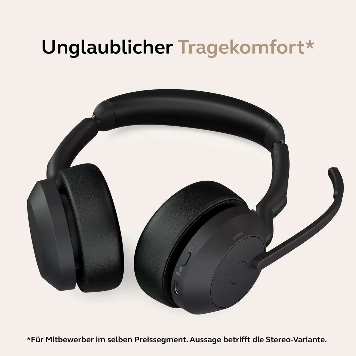 Jabra Evolve2 55 - schnurloses Stereo-Headset Air Comfort - Mikrofone mit Geräuschunterdrückung und ANC - für MS Teams Zertifiziert, mit Anderen Plattformen kompatibel - Schwarz