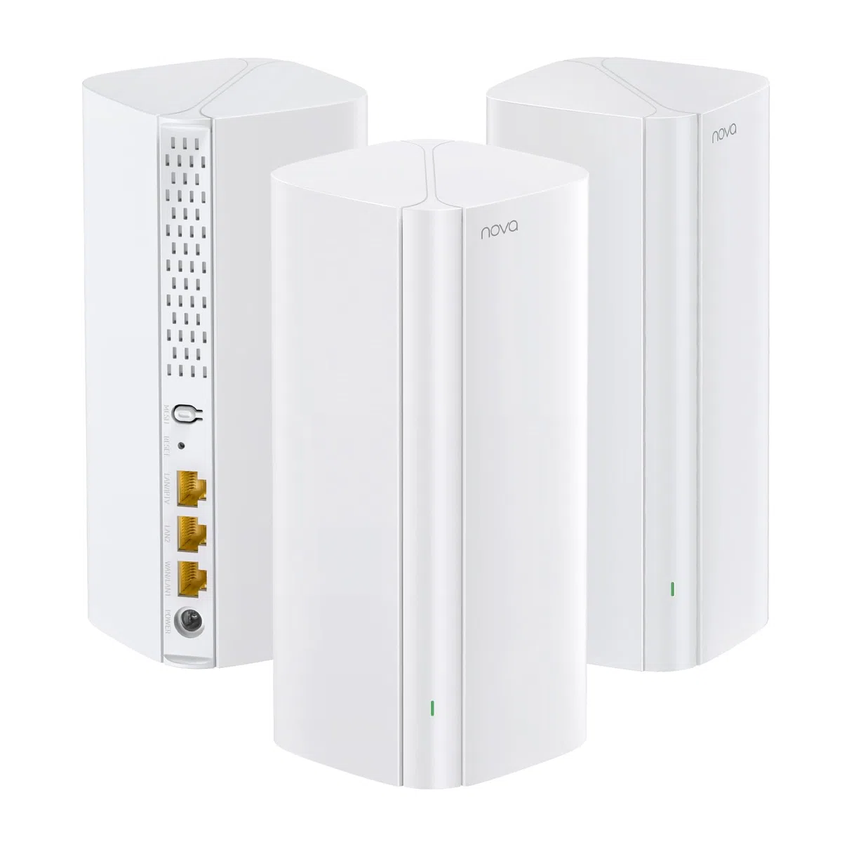 Tenda Nova MX12 Mesh WLAN System - AX3000 Wi-Fi 6 Dualband Mesh Set-empfohlen für Häuser mit 3-4 Schlafzimmer -9xGigabit Port -Ersetzt Router und Repeater -Ethernet Backhaul - APP Steuerung- 3er Pack