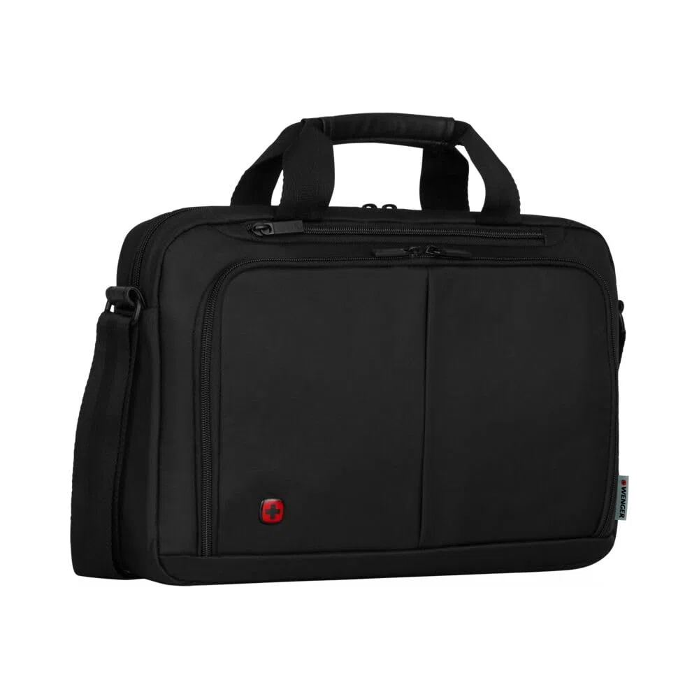 WENGER Source Laptop-Tasche zum Umhängen, Notebook bis 14 Zoll, Tabletfach bis 10 Zoll, Aktentasche, Organizer, 5 l, Damen Herren, Büro Business-Reisen Uni, Schwarz, 601064