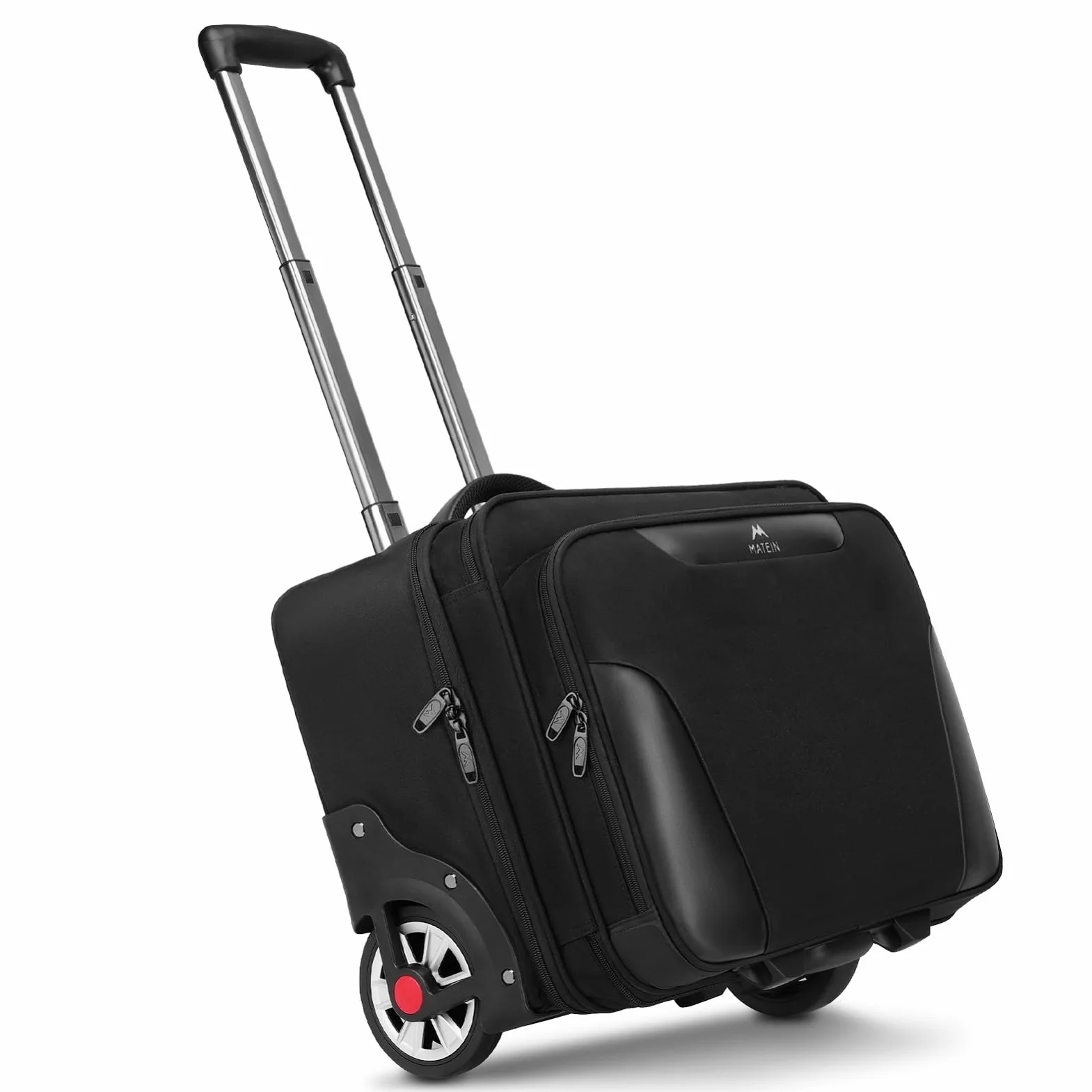 MATEIN Business Trolley mit Großen Rädern, Laptop Trolley 17,3 Zoll mit 3 Packing Cubes, Pilotenkoffer mit Rollen wasserdichte, Aktenkoffer mit Rollen für Herren, Reisen, Arbeit, Schule, Schwarz