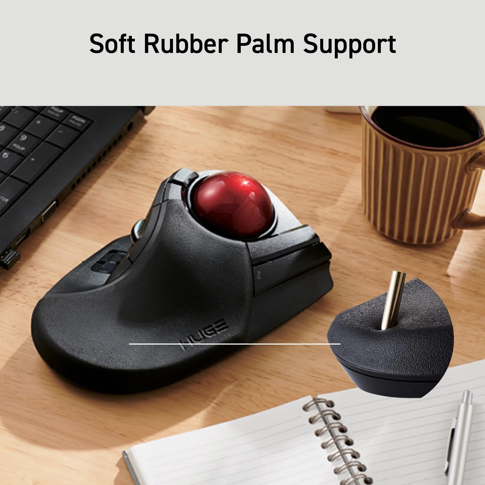 ELECOM 2,4 GHz kabellose Fingerbedienung, große Trackball-Maus, 8-Tasten-Funktion mit glatter Tracking, präziser optischer Gaming-Sensor, Handballenauflage (M-HT1DRBK)
