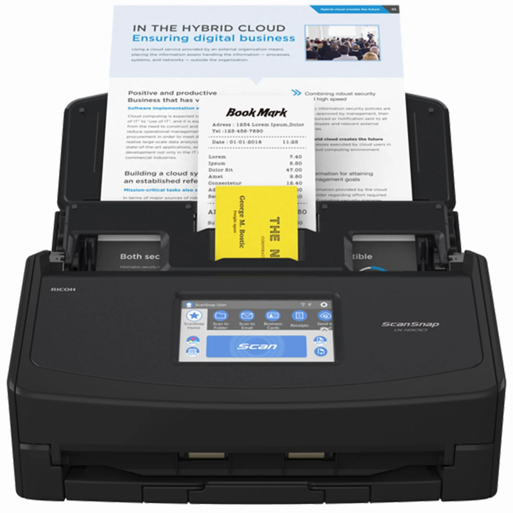 ScanSnap iX1600 Profi-Büroscanner A4 – Hochleistungs-Duplex-Dokumentenscanner mit 50-Blatt ADF, 40 ppm, Touchscreen, WLAN & Cloud-Anbindung, USB 3.2, Schwarz