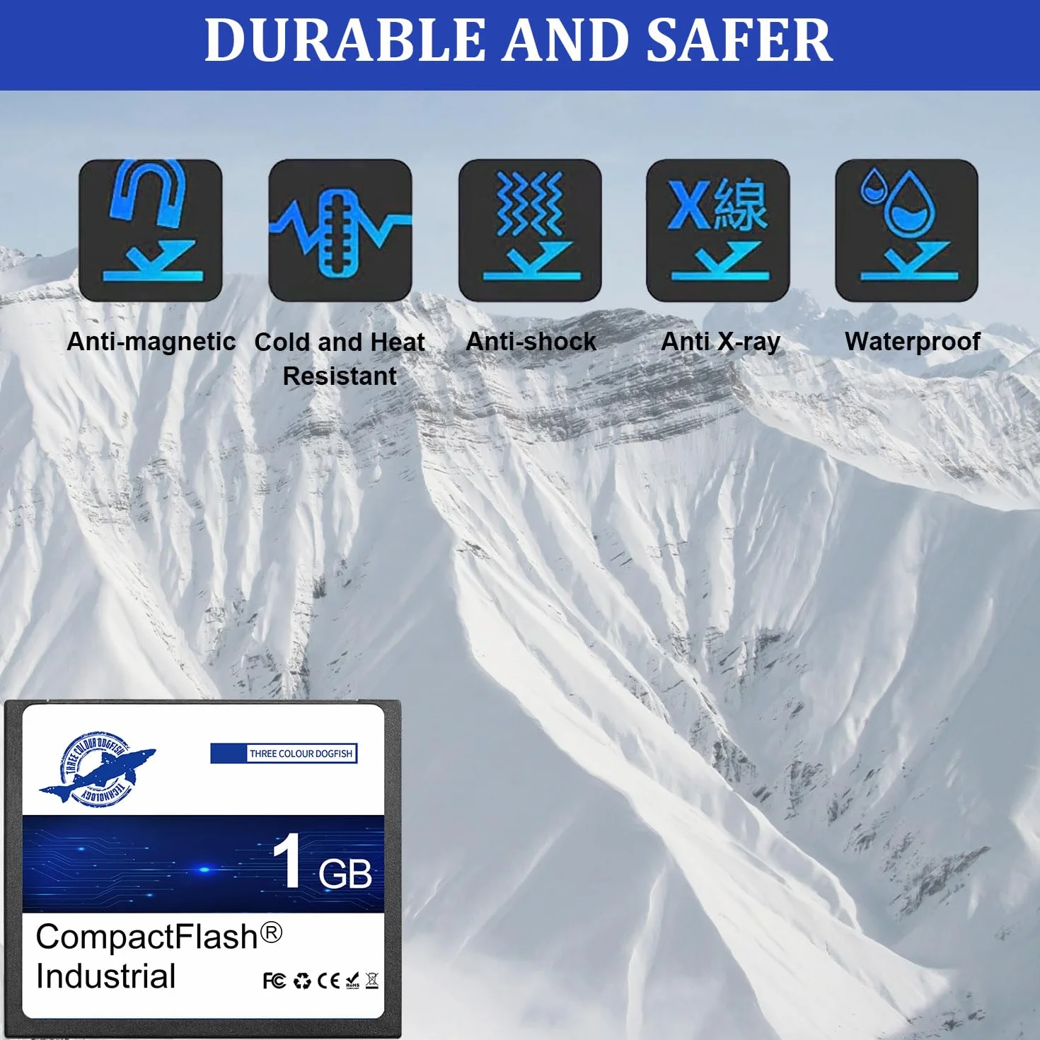 Dogfish Compact Flash Karte 1GB 5PACK Hochleistungsfähige Industrie CF Speicherkarte mit SLC NAND Flash für Industriecomputer, CNC Maschinen, alte Kameras