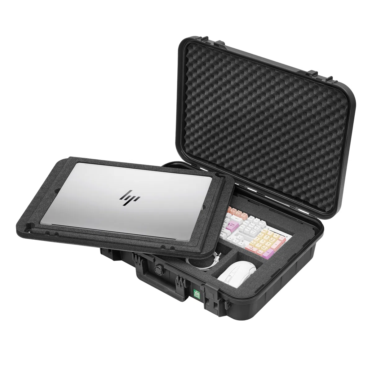 TOMcase Wasserdichter Gaming Laptop Koffer 16–18 Zoll - Stoßfester ECO Hartschalenkoffer mit Würfelschaumstoff & 3in1 Laptop-Auflage für Notebook und Zubehör