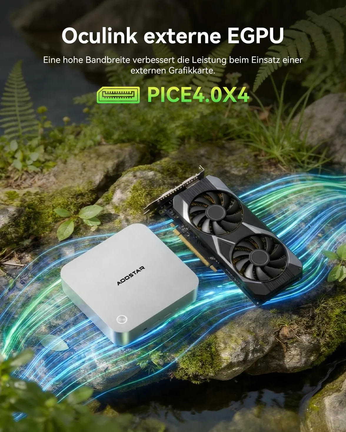 AOOSTAR MACO Mini PC mit AMD R7 PRO 6850H (8C/16T bis zu 4,7GHz) 24GB LPDDR5 RAM + 1TB PCIe4.0 SSD, OCuLink/2xUSB4/2x2,5G LAN/4K Quad-Display/Fingerabdruck, W11 Pro, Mini Computer für Gaming & Büro