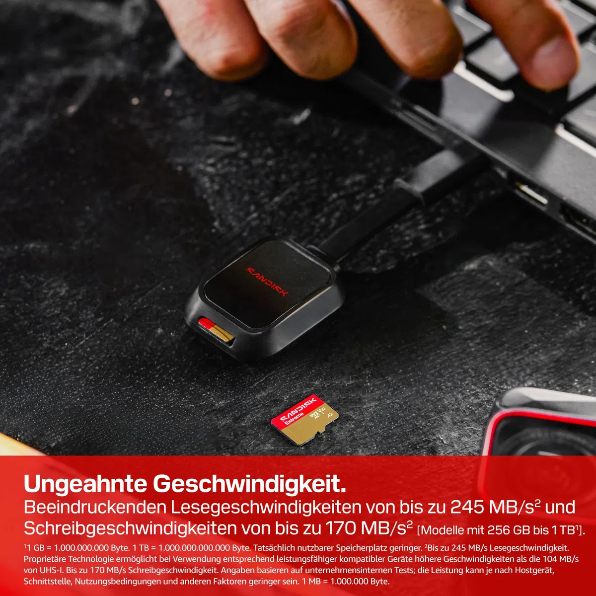 SanDisk Extreme microSDXC UHS-I Speicherkarte 2TB + SD Adapter, (Für Smartphones, Actionkameras oder Drohnen, Übertragung bis zu 240 MB/s, 4K UHD) RescuePRO Deluxe, UHS-I, U3, V30