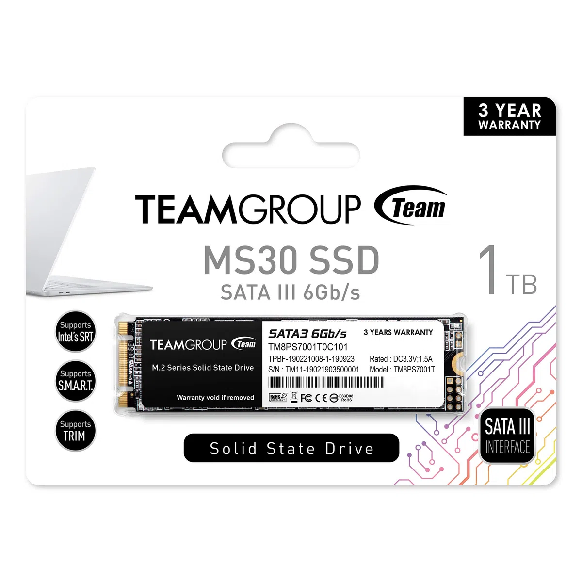 TEAMGROUP SSD M.2 1TB Team MS30 Typ 2280 TM8PS7001T0C101