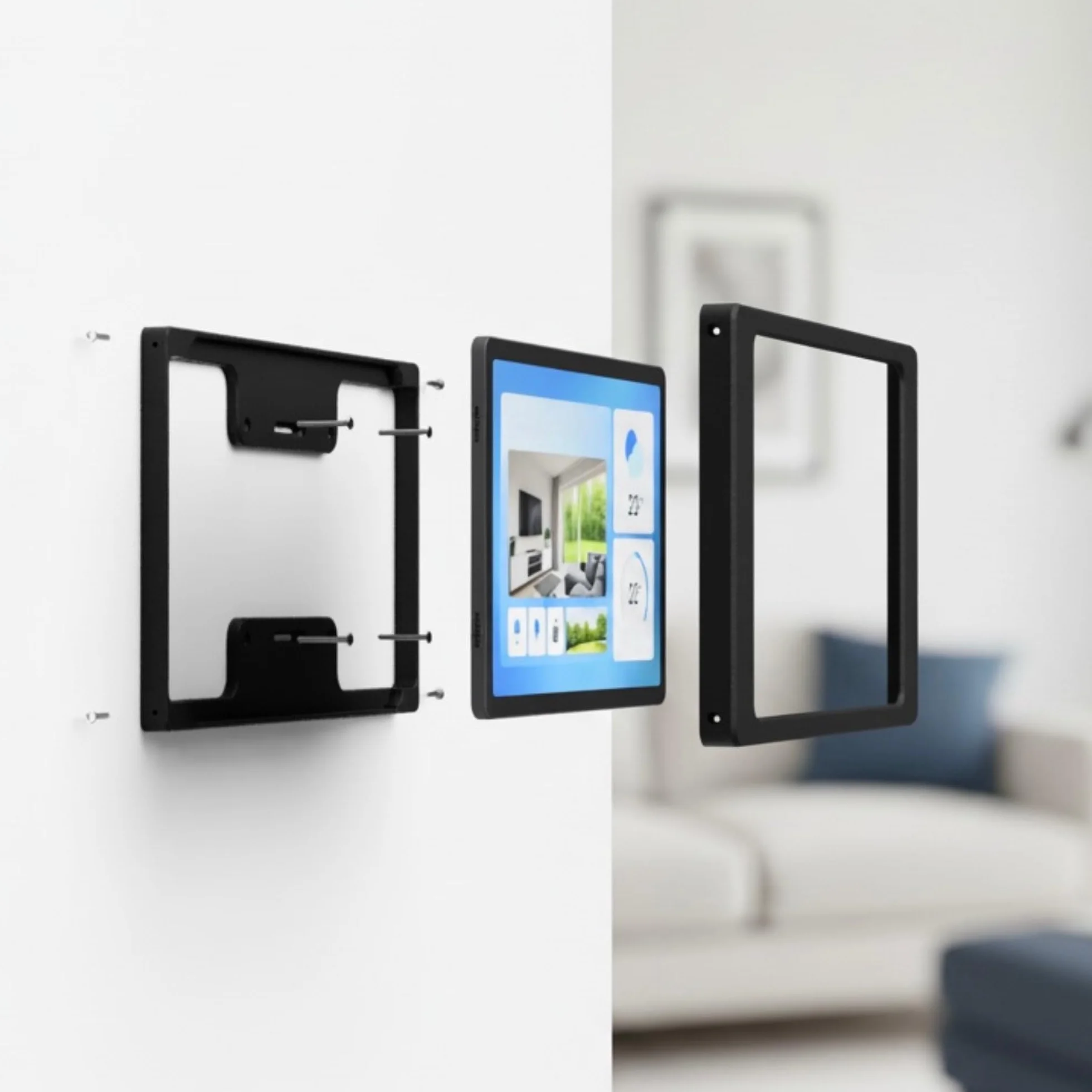 Tablet Wandhalterung für Samsung Galaxy Tab A9+ / A11 Plus (11 Zoll) - Passgenauer & Flacher Rahmen für Smart Home Display & Dashboard - Feste Montage mit Kabelführung - Schwarz