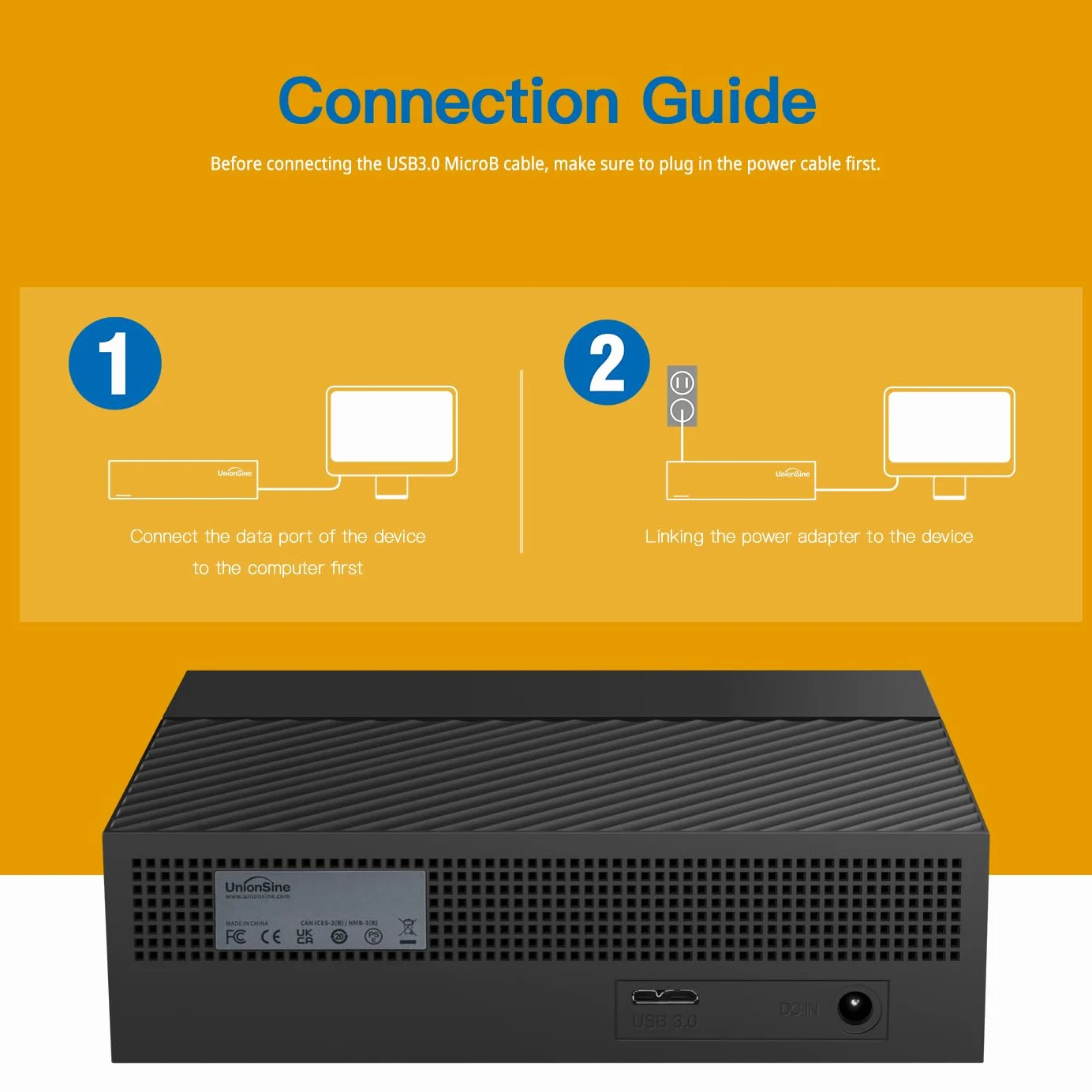 UnionSine 10TB Externe Festplatte, 3,5 Zoll USB 3.0 Backups HDD Tragbarefür für PC, Mac, TV, PS4, Schwarz HD3513 | HD3513 kompatibel mit PC, Mac, TV, Desktop, Laptop (schwarz)
