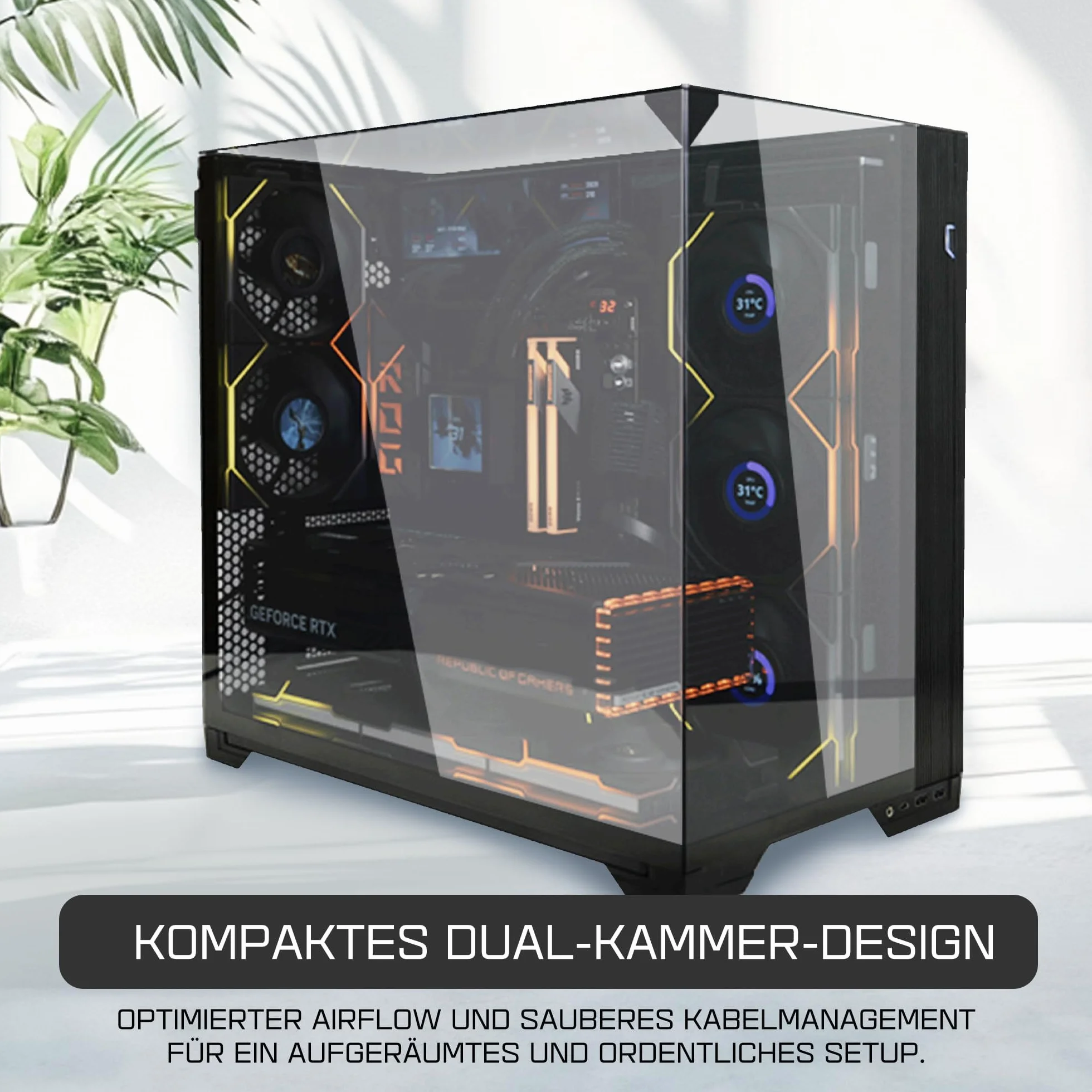 Lian Li O11 Vision Compact Gaming PC Gehäuse ATX Schwarz - Midi Tower PC Gehäuse mit Tempered Glass, Grafikkarten bis 408 mm, bis zu 360 mm Radiatoren, Black PC Case Stahl, Aluminium, Gehärtetes Glas