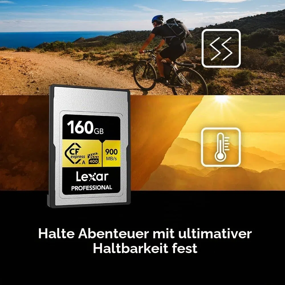 Lexar Professionelle CFexpress Typ A Gold Series Speicherkarte, 80 GB, bis zu 900 MB/s lesen, 8K-Video in Kinoqualität, bewertet VPG 400 (LCAGOLD080G-RNENG)