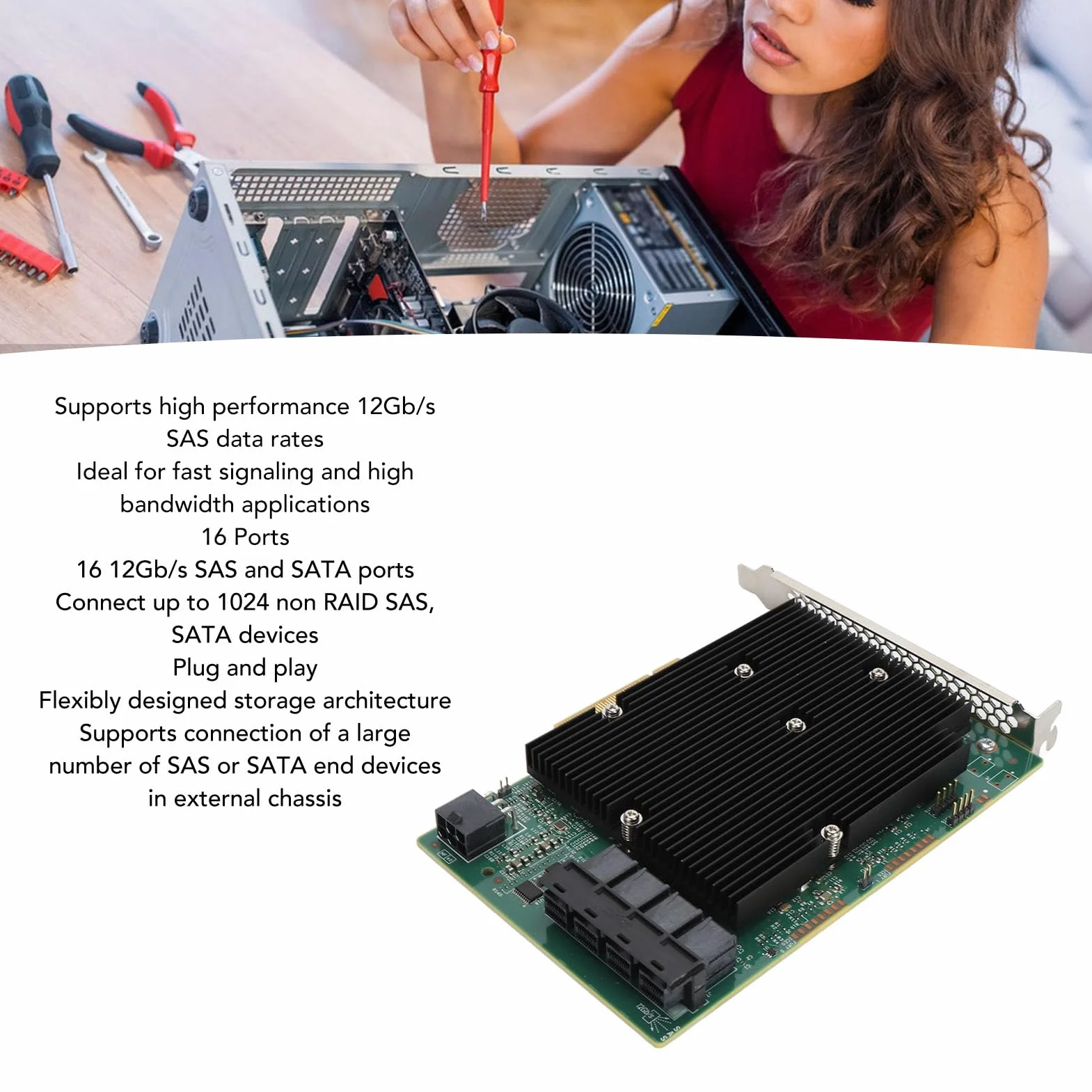 LSI SAS 9300 16I HBA Karte, 12 Gbit/s SATA SAS Port HBA Host Bus Adapter Karte für für Linux für VMware für Freebsd