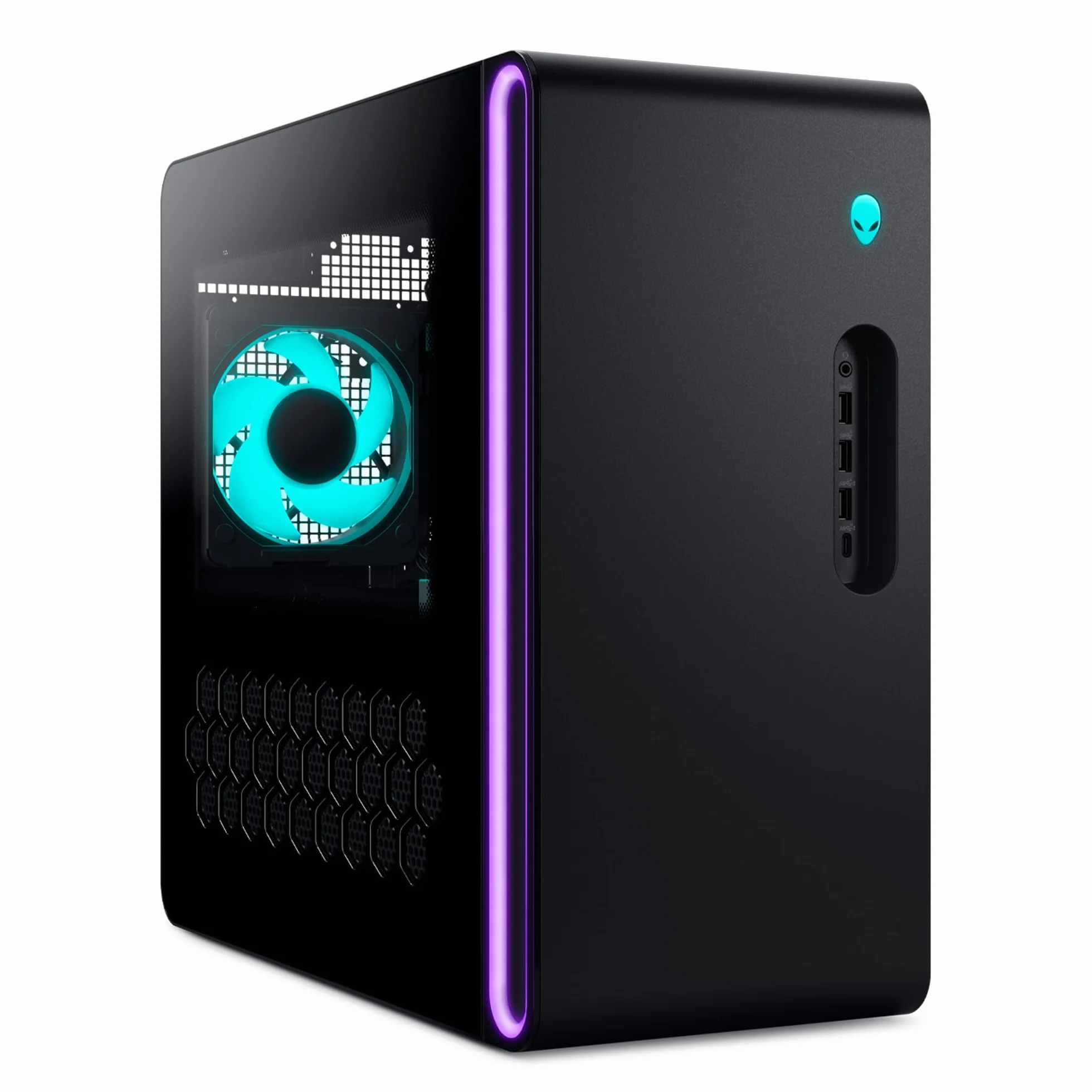 Alienware Aurora Gaming-PC ACT1250 – Intel Core Ultra 7 265KF Series 2, Nvidia GeForce RTX 5070, 32 GB DDR5, 1 TB SSD, Flüssigkühlung, 1000W Netzteil, Windows 11 Home, Seitenscheibe – Schwarz Basalt