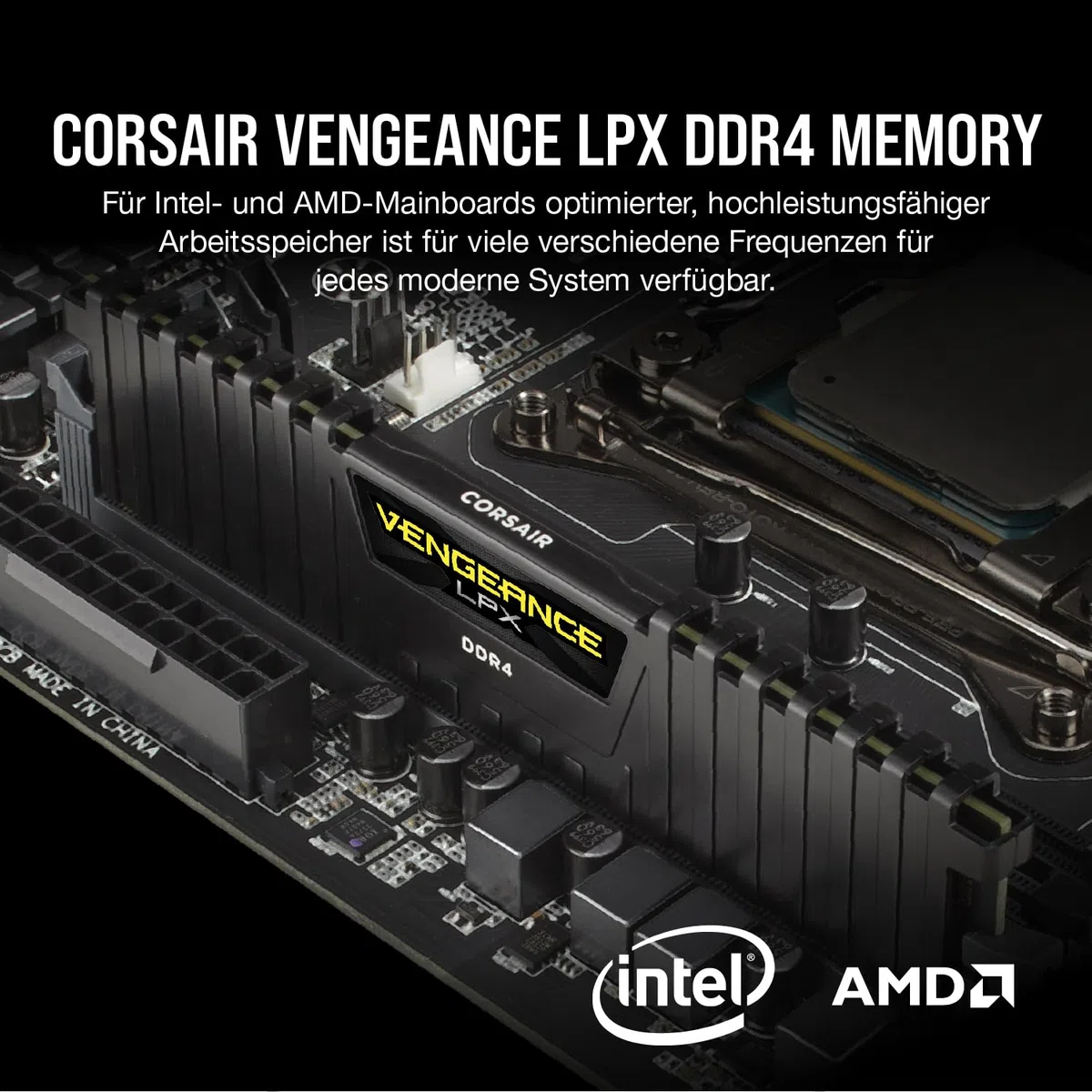 CORSAIR Vengeance LPX DDR4 RAM 16GB (2x8GB) Bis zu 3200MHz CL16-18-18-36 1.35V Intel AMD Desktop-Computer-Speicher – Schwarz (CMK16GX4M2B3200C16)